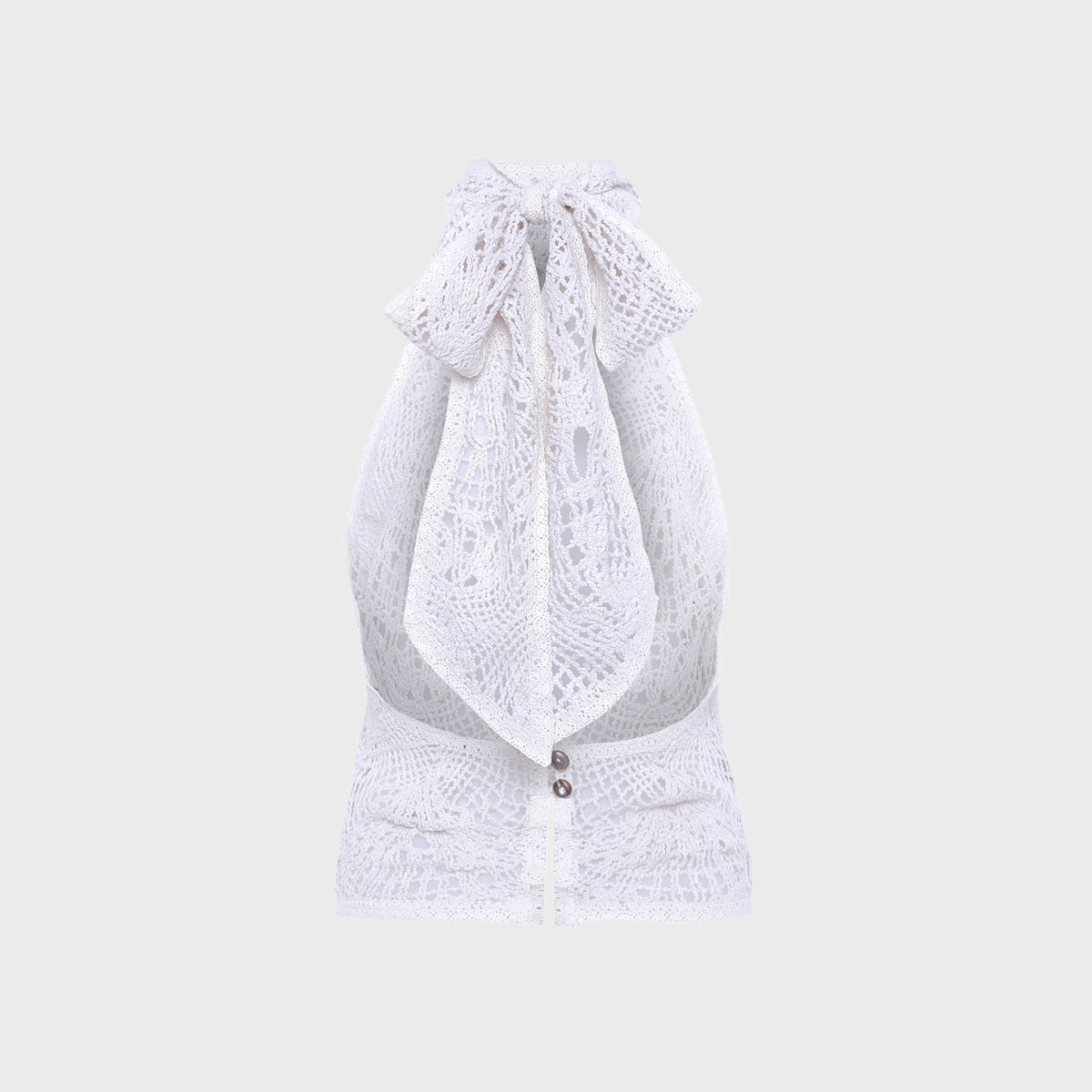 Siedres Indy Halterneck Crocheted Top - Off-white