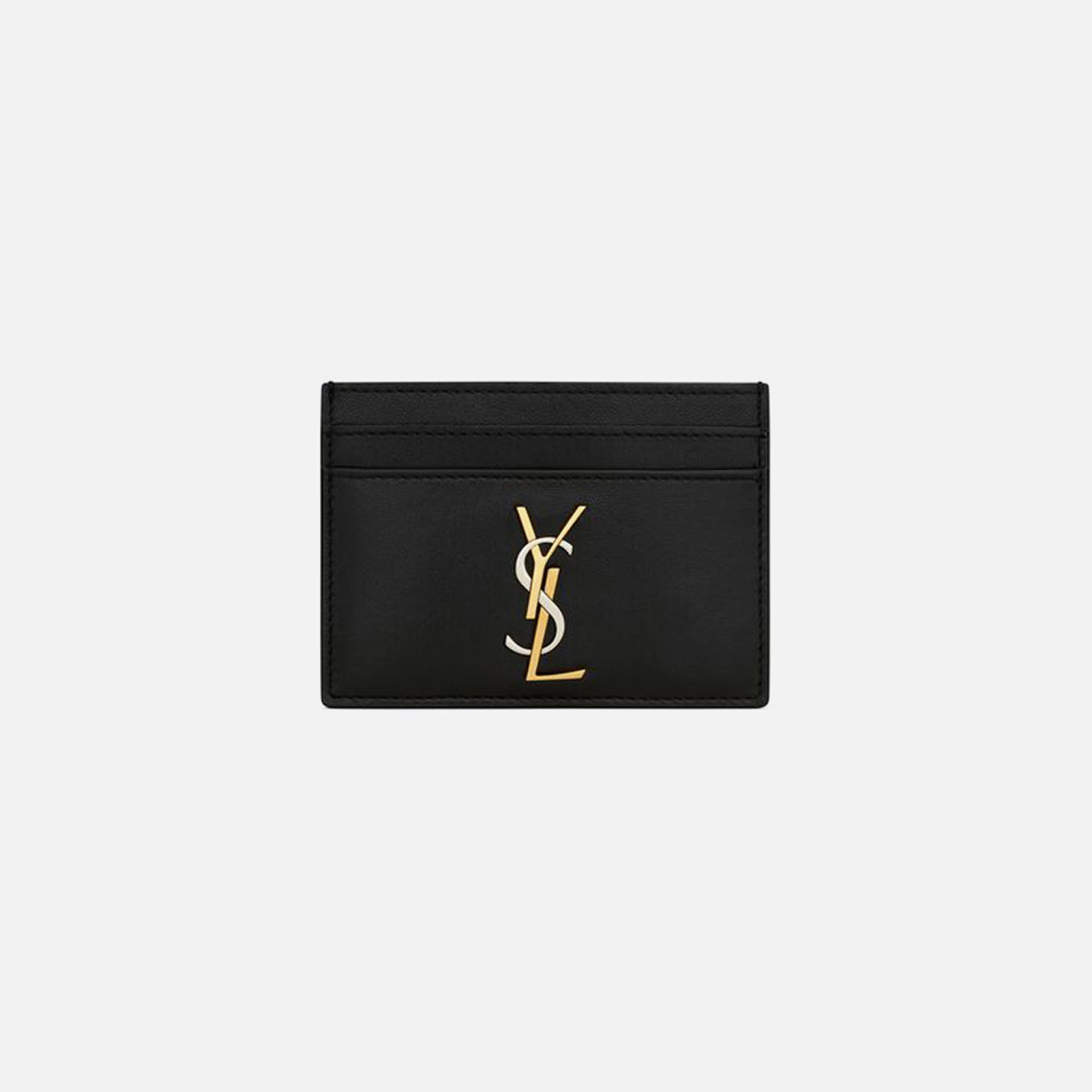 Saint Laurent YSL PCC 172Y Tricolor Hardware Monogram Card Holder - Black