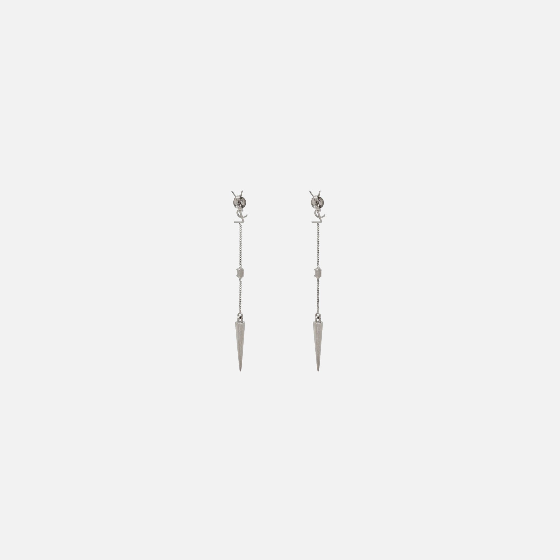 Saint Laurent YSL Rhinestone Spike Earrings - Palladium