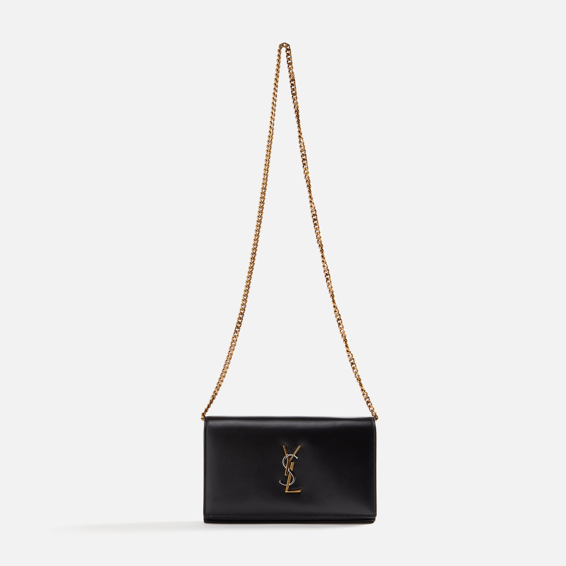 Saint Laurent YSL Tricolor Hardware Chain Wallet - Nero