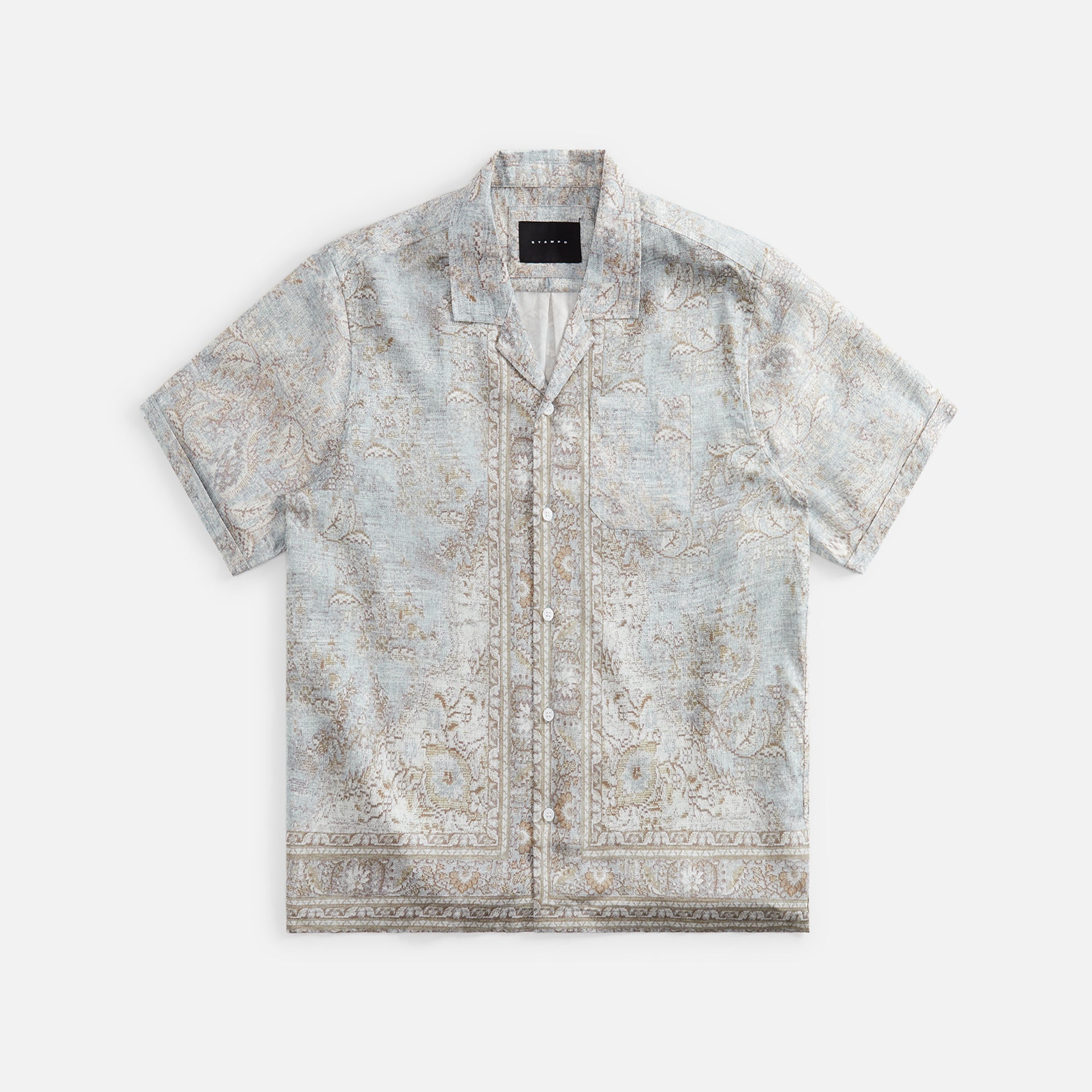 Stampd Rug Camp Collar Buttondown Rug Print V1 - Oatmeal Heather Grey / Beige