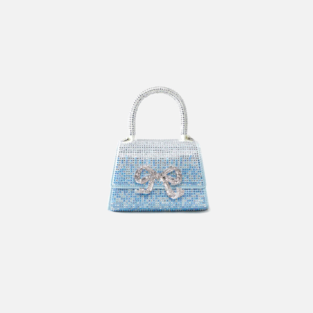 Self-Portrait Ombre Rhinestone Bow Micro Bag - Blue