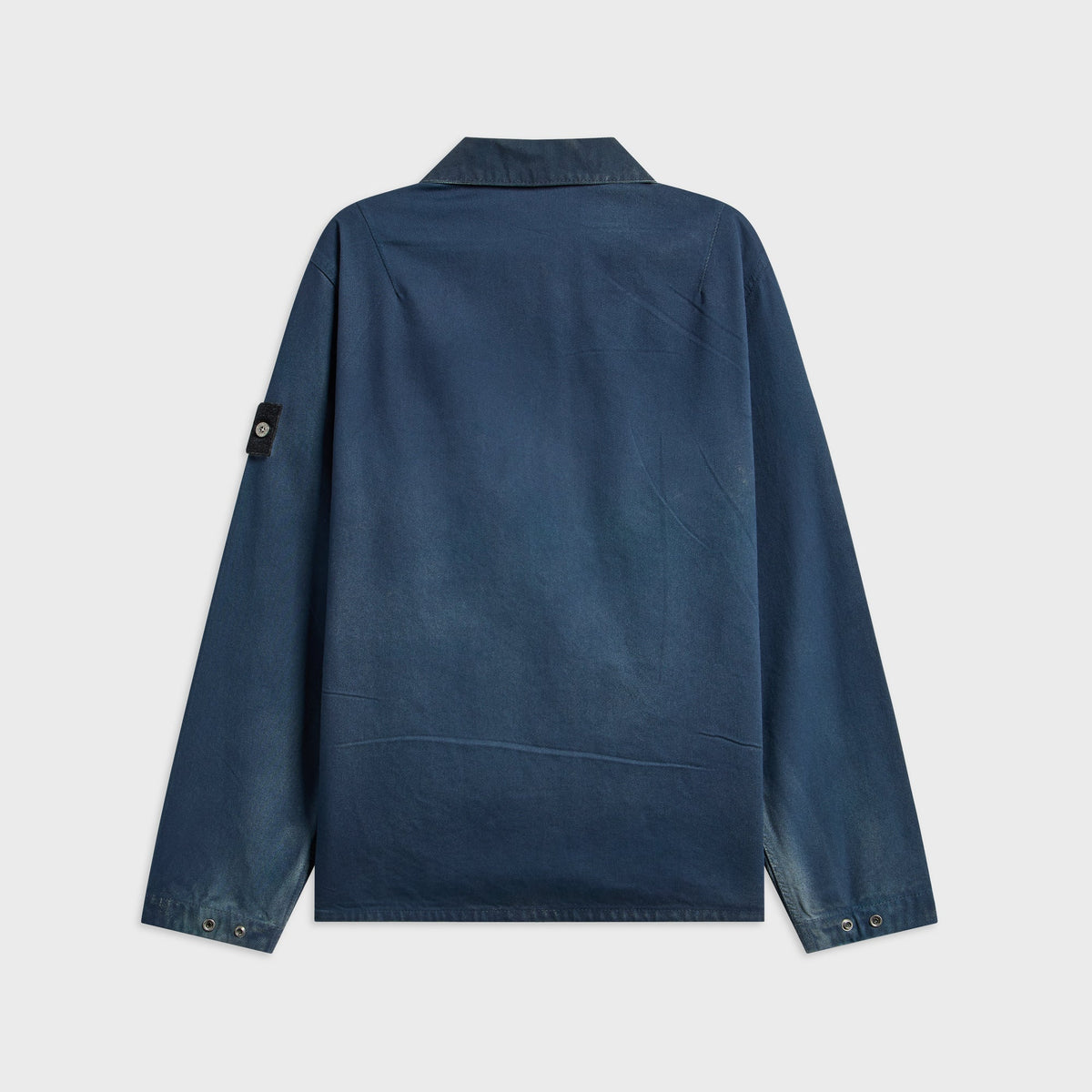 Stone Island Hand Sprayed Reflective Light Bull Denim TC Zip Up Overshirt - Slate Blue