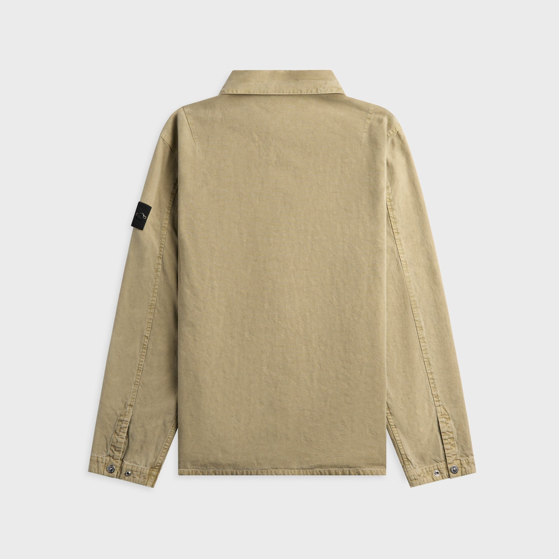 Stone Island military green Panama cotton overshirt, back view, flat lay