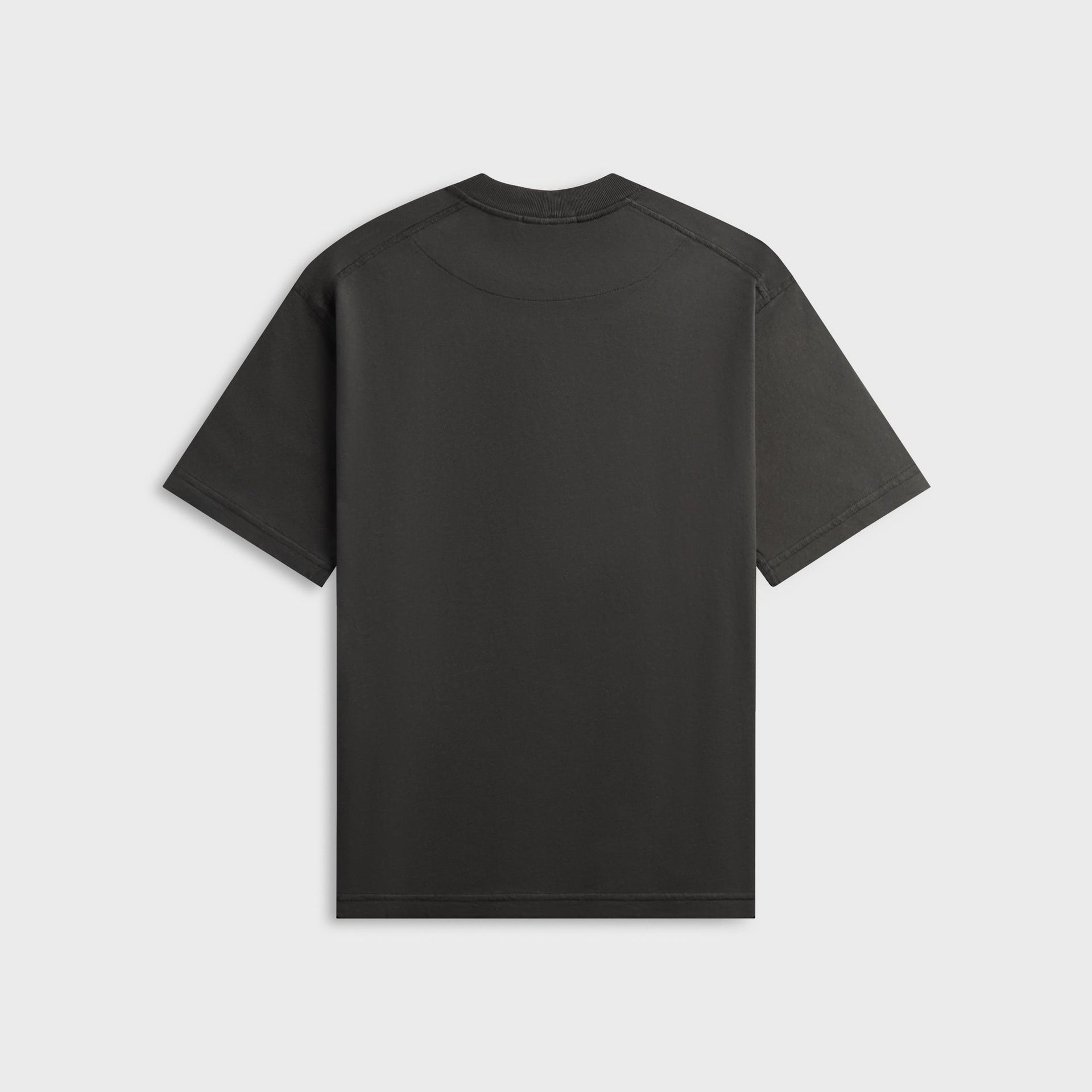 Stone Island crewneck tee in charcoal, back view of plain garment-dyed cotton jersey