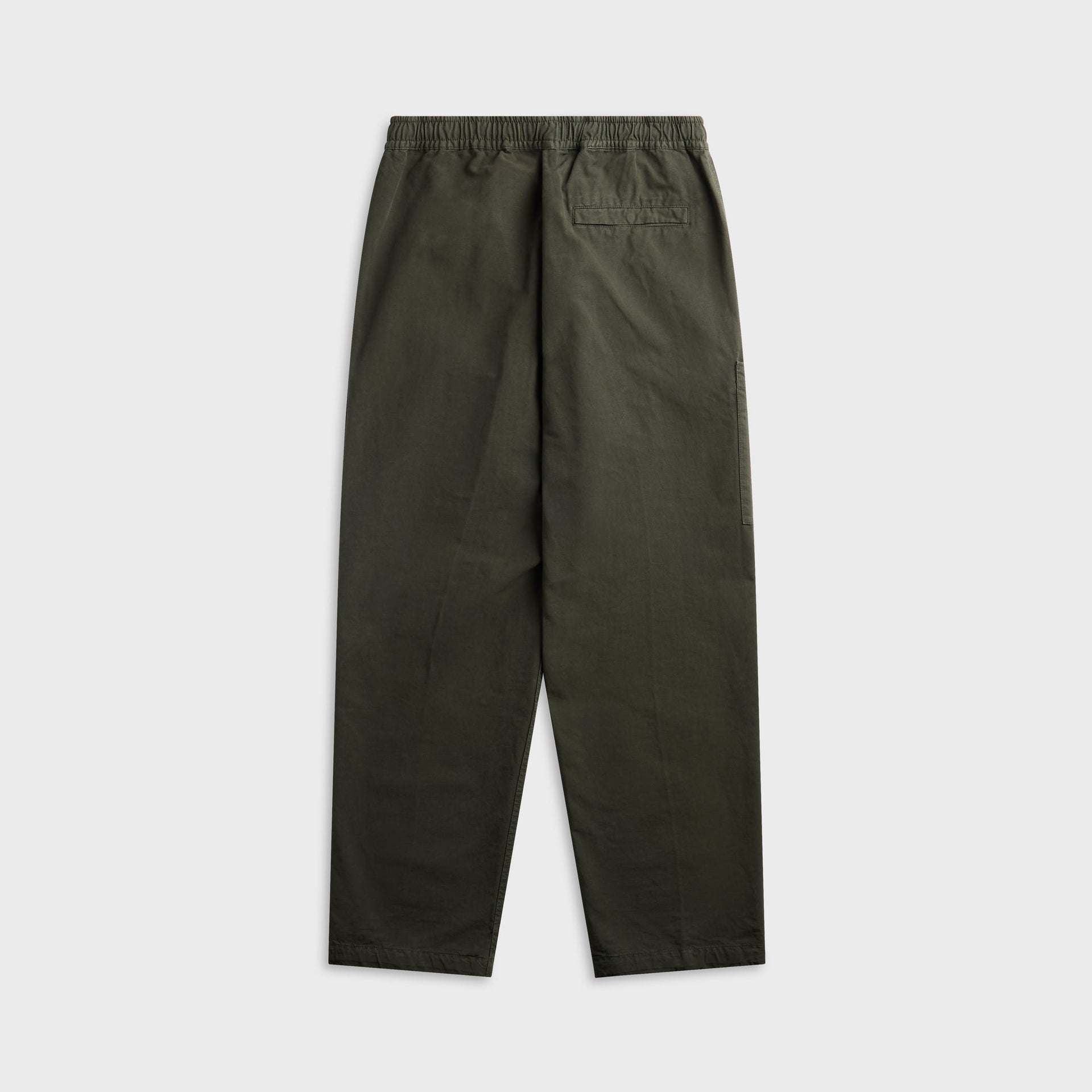 Coal grey Stone Island loose-fit cargo trouser, back view with elastic waist and welt pocket