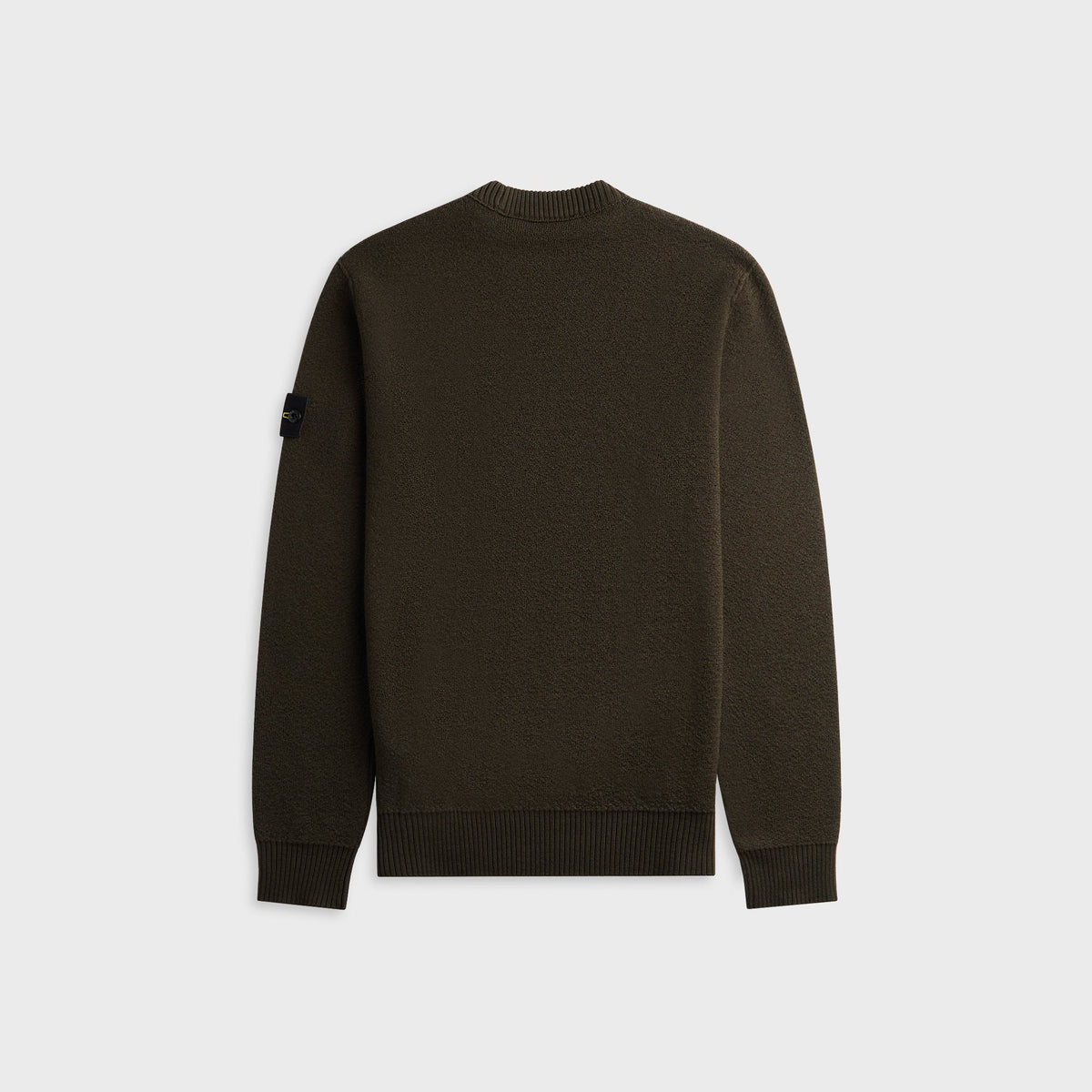 Stone Island Pure RWS Wool Loose Fit Crewneck Sweater in Coal Grey, dark brown sweater, back view