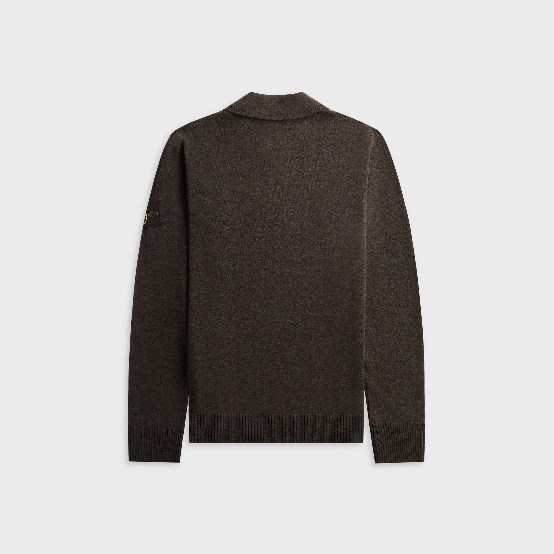 Stone Island Light RWS Geelong wool sweater in lead grey melange, back view, flat lay
