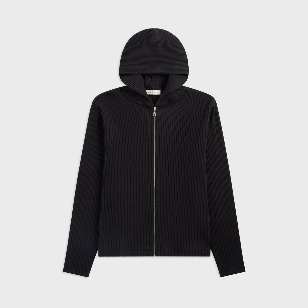 Sunflower Rib Zip Sweat Hoodie - Black