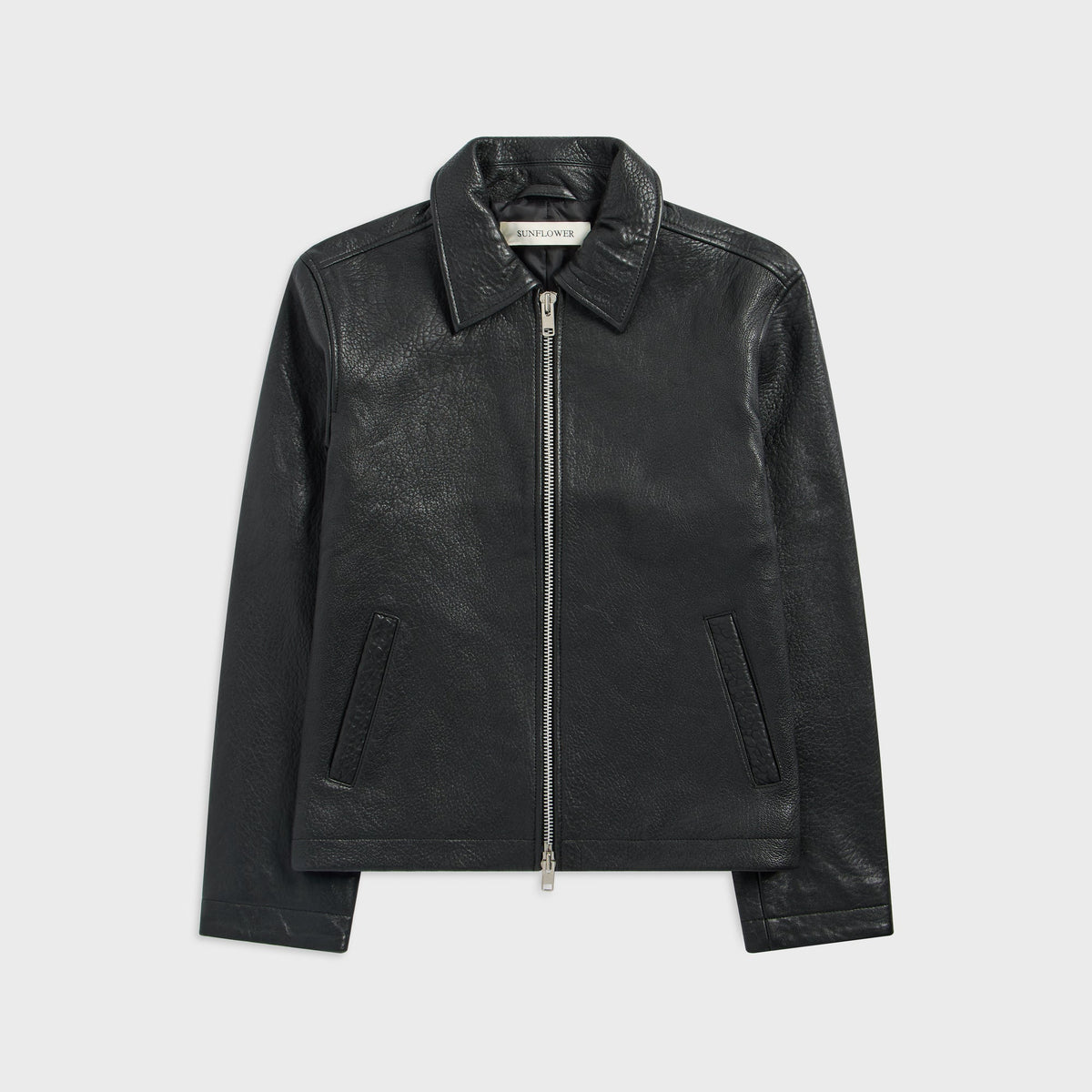 Sunflower Short Leather Jacket - Black
