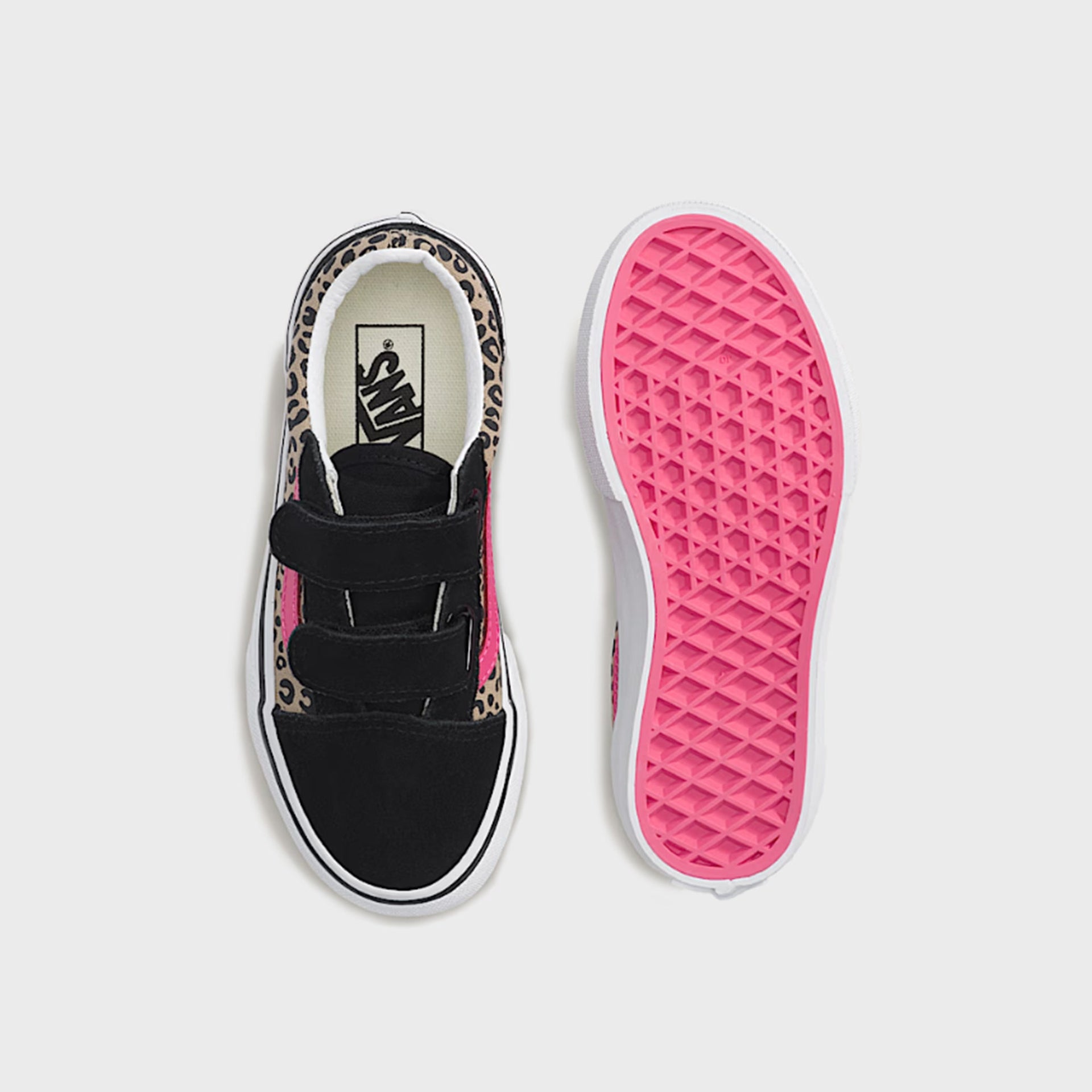 VANS PS Old Skool V - Leopard Pink Velvet / Black