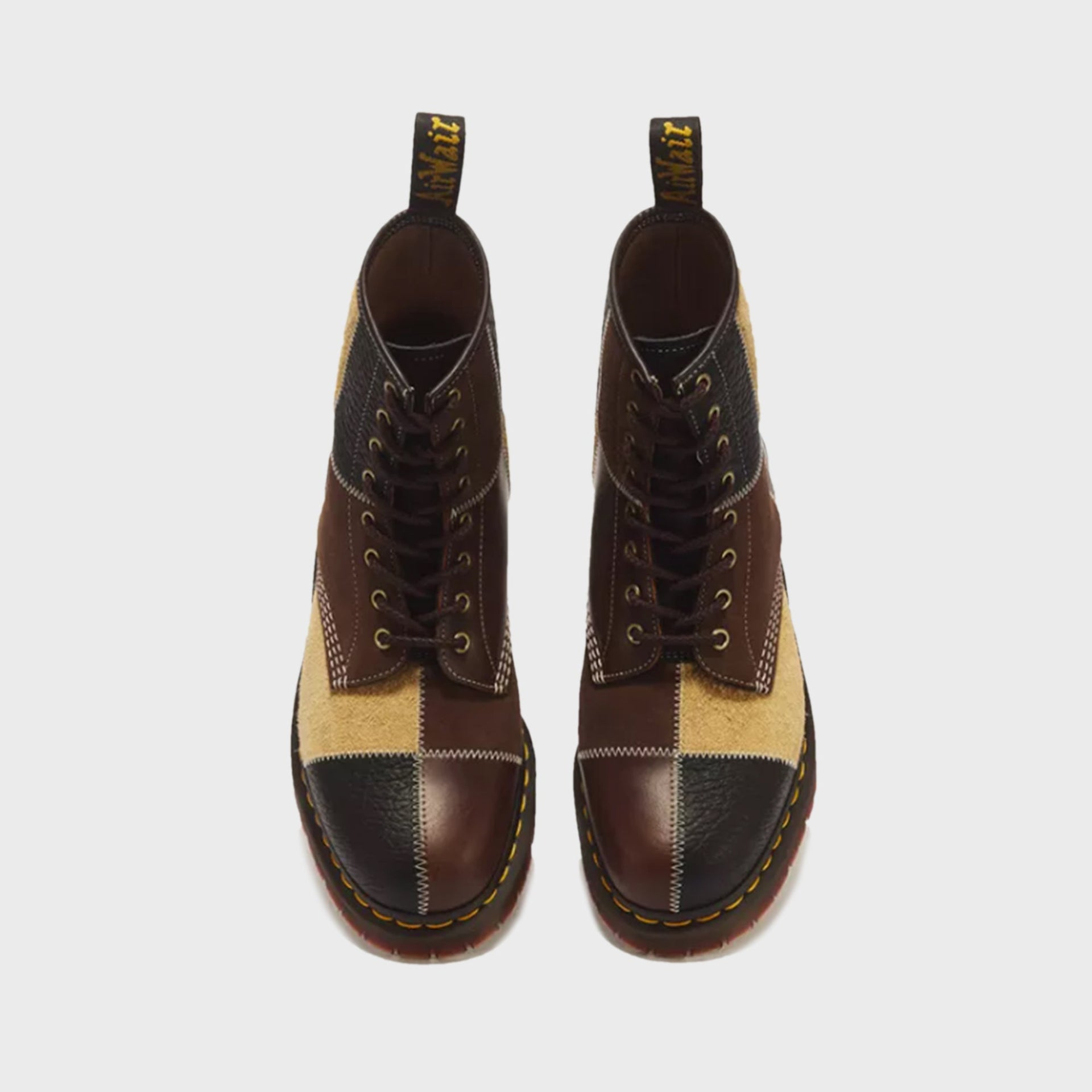 Dr. Martens 1460 Patchwork 8 Eye Lace Up Boot - Butterscotch / Dark Brown / Black