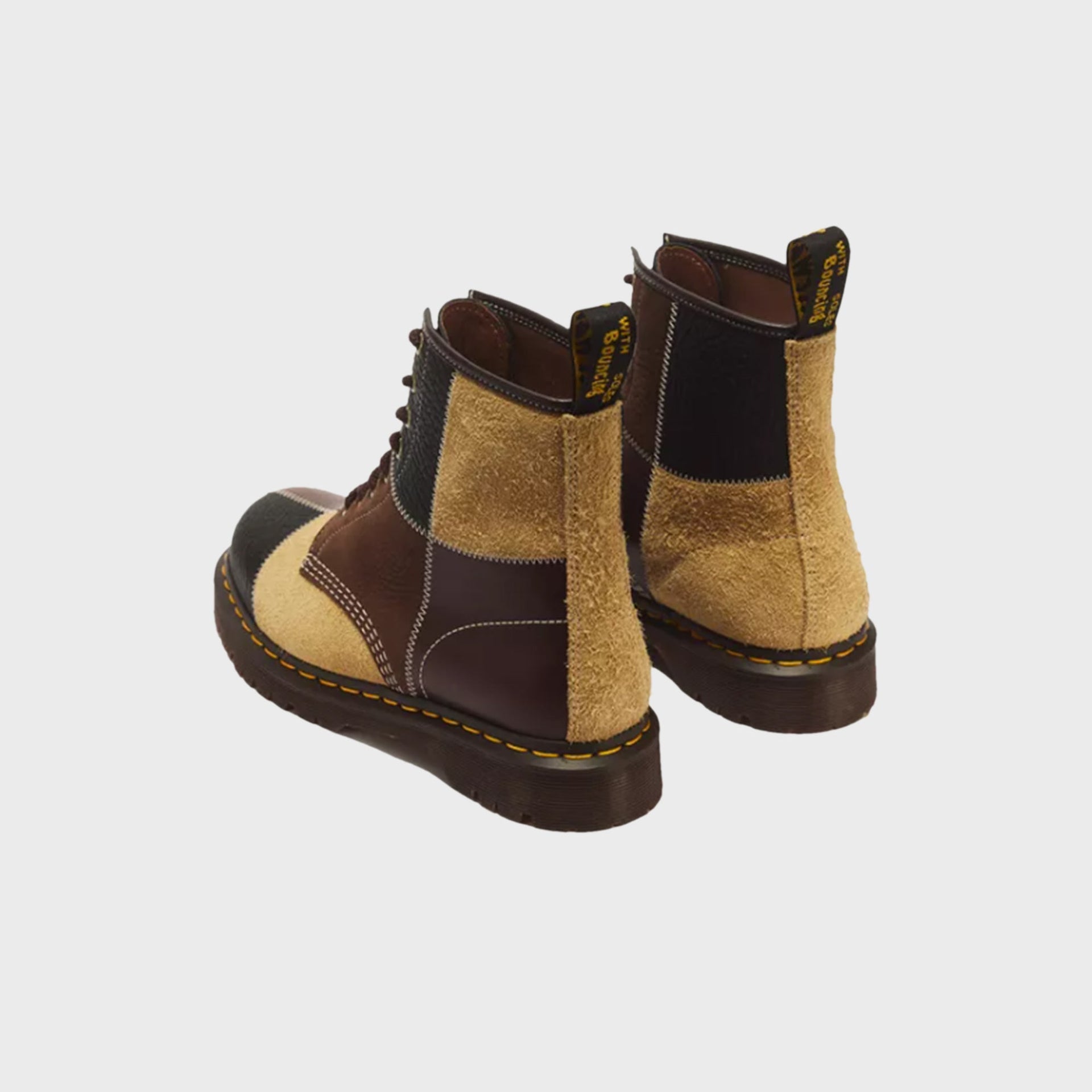 Dr. Martens 1460 Patchwork 8 Eye Lace Up Boot - Butterscotch / Dark Brown / Black