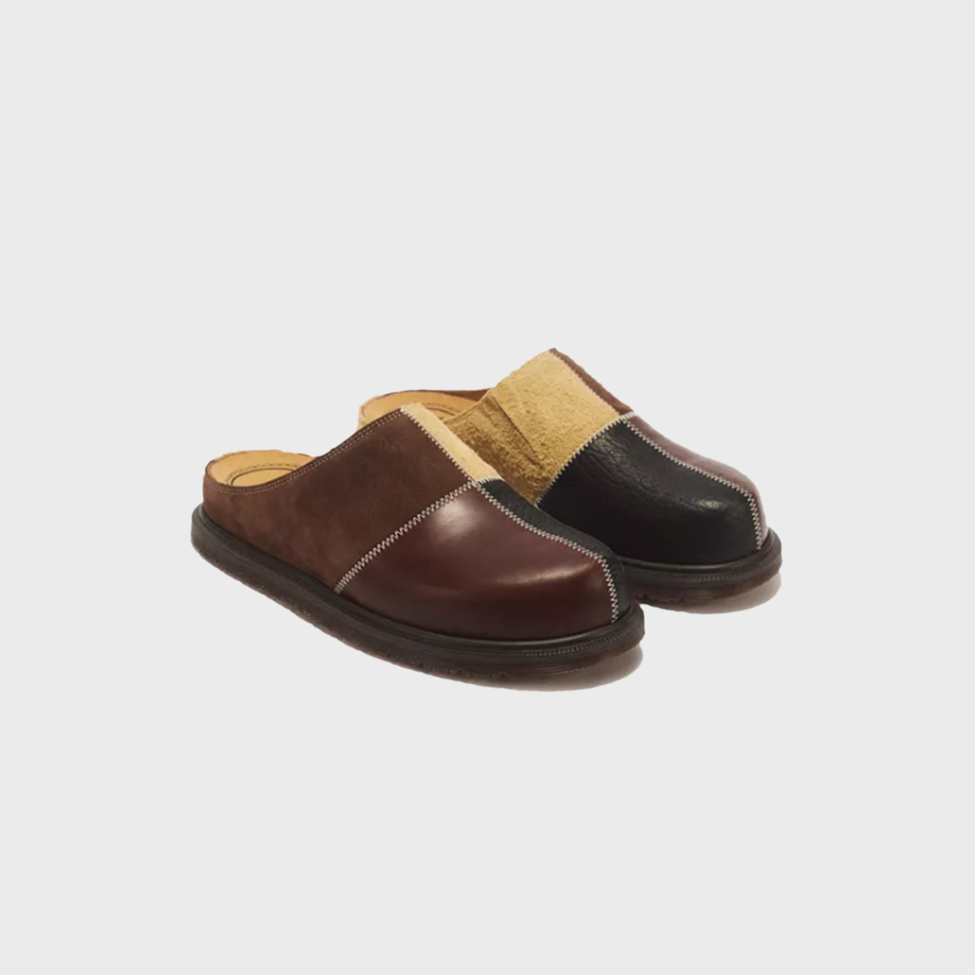 Dr. Martens San Patchwork Mule - Butterscotch / Dark Brown