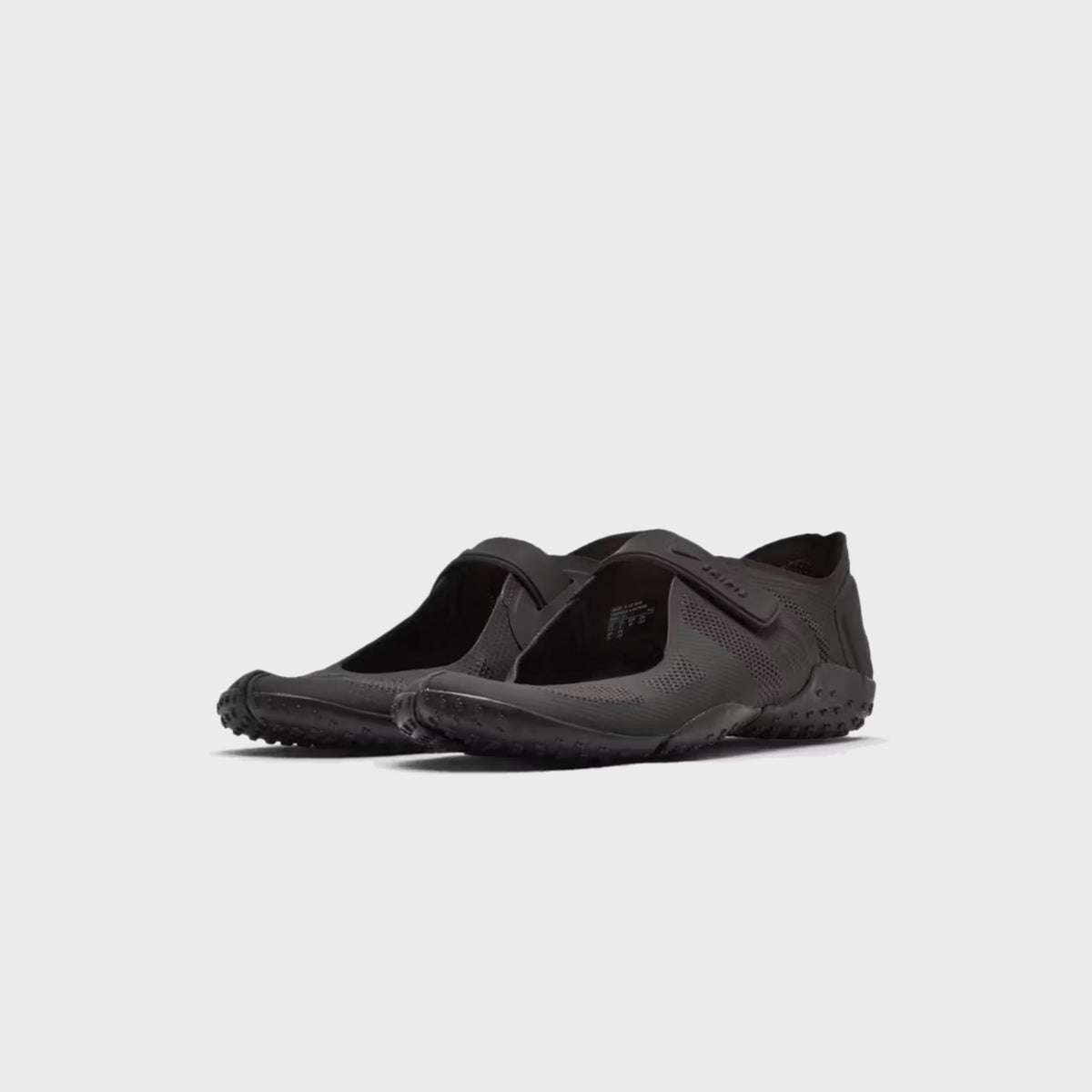 NikeSKIMS Rift 2 Tone Mesh sneakers in Tar Black, front three-quarter view of the tonal mesh pair