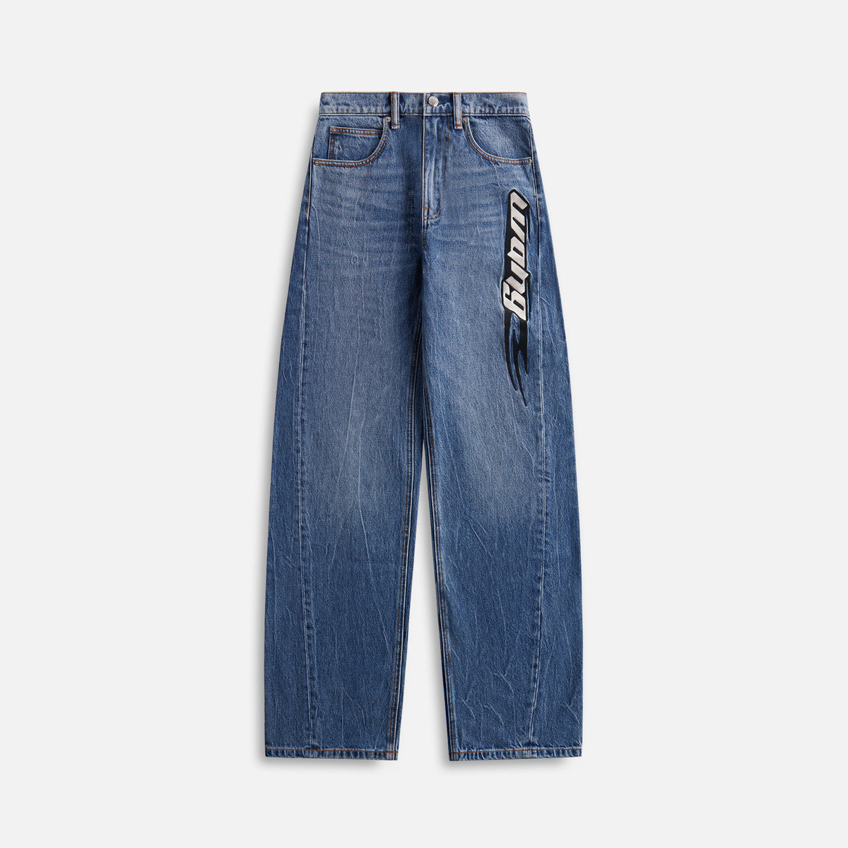 Alexander Wang Embroidered Logo Balloon Jean - Tumbled Indigo