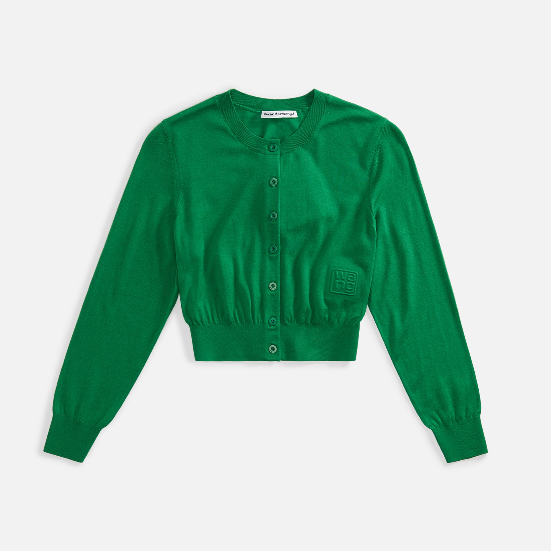 Alexander Wang Superfine Cropped Crewneck Cardi - Fern