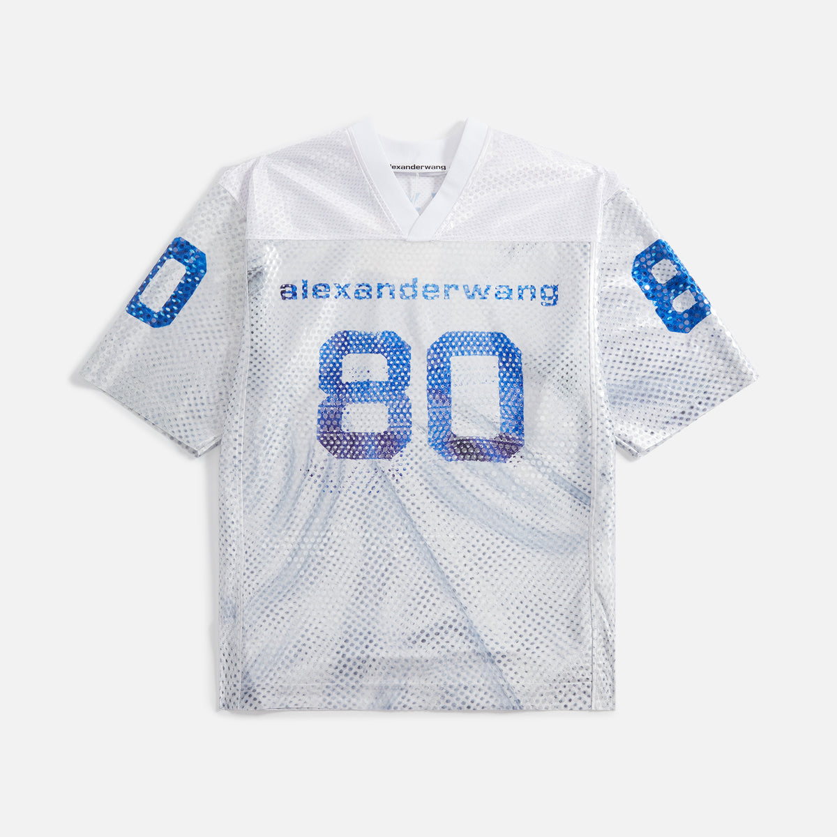 Alexander Wang Football Jersey with Sequin Hotfix - White Blue
