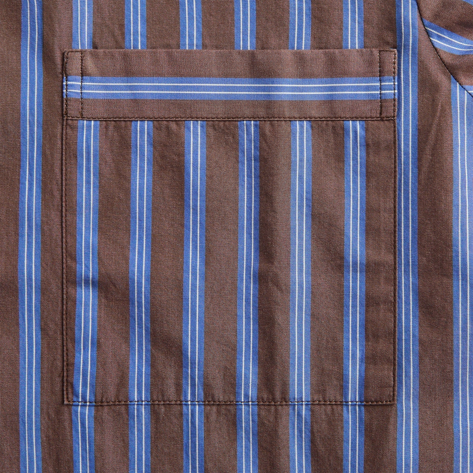 Tekla Poplin Long-Sleeved Pyjama Shirt - Brown / Blue