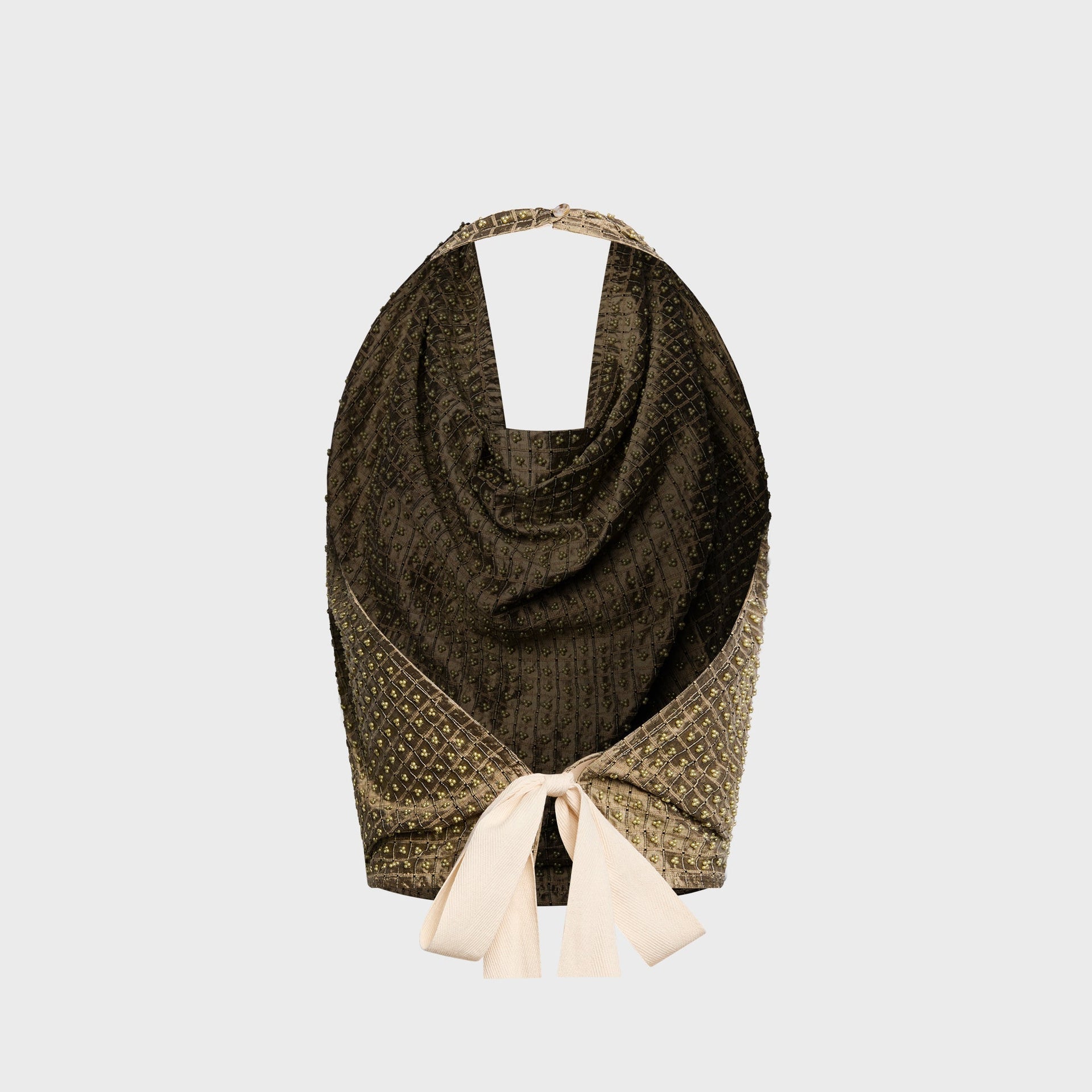 Tae Park Embellished Napkin Top - Stone Grey