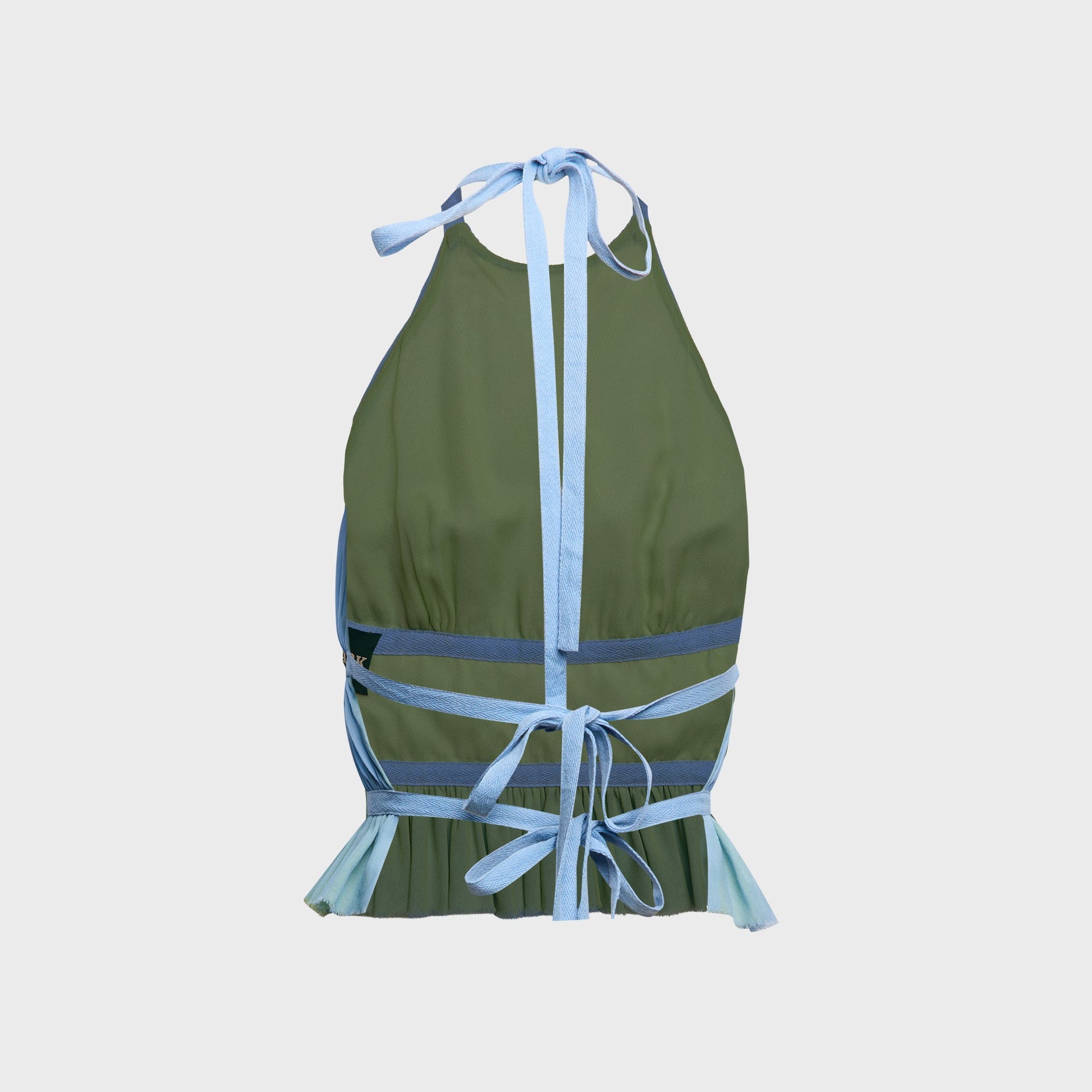 Tae Park Chiffon Wrap Top - Sky Blue / Matcha