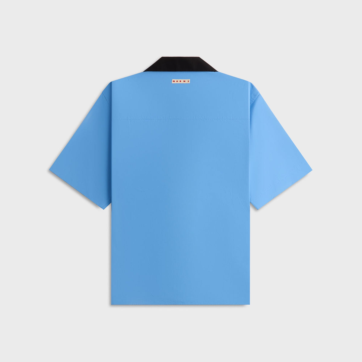 Marni Organic Cotton Poplin ShortinSleeved Bowling Shirt in Sapphire Blue