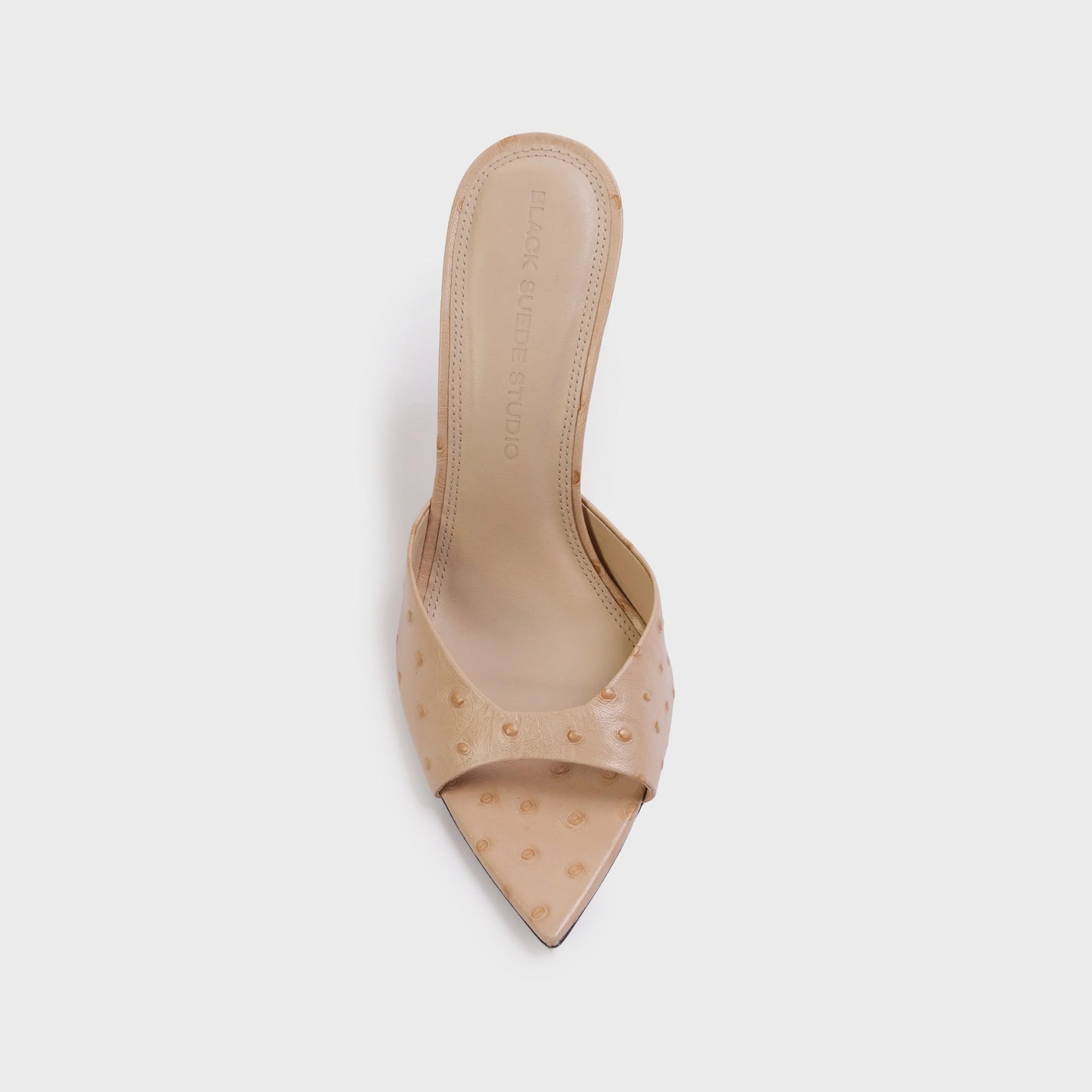 Black Suede Studio Brea - Nude Ostrich Leather