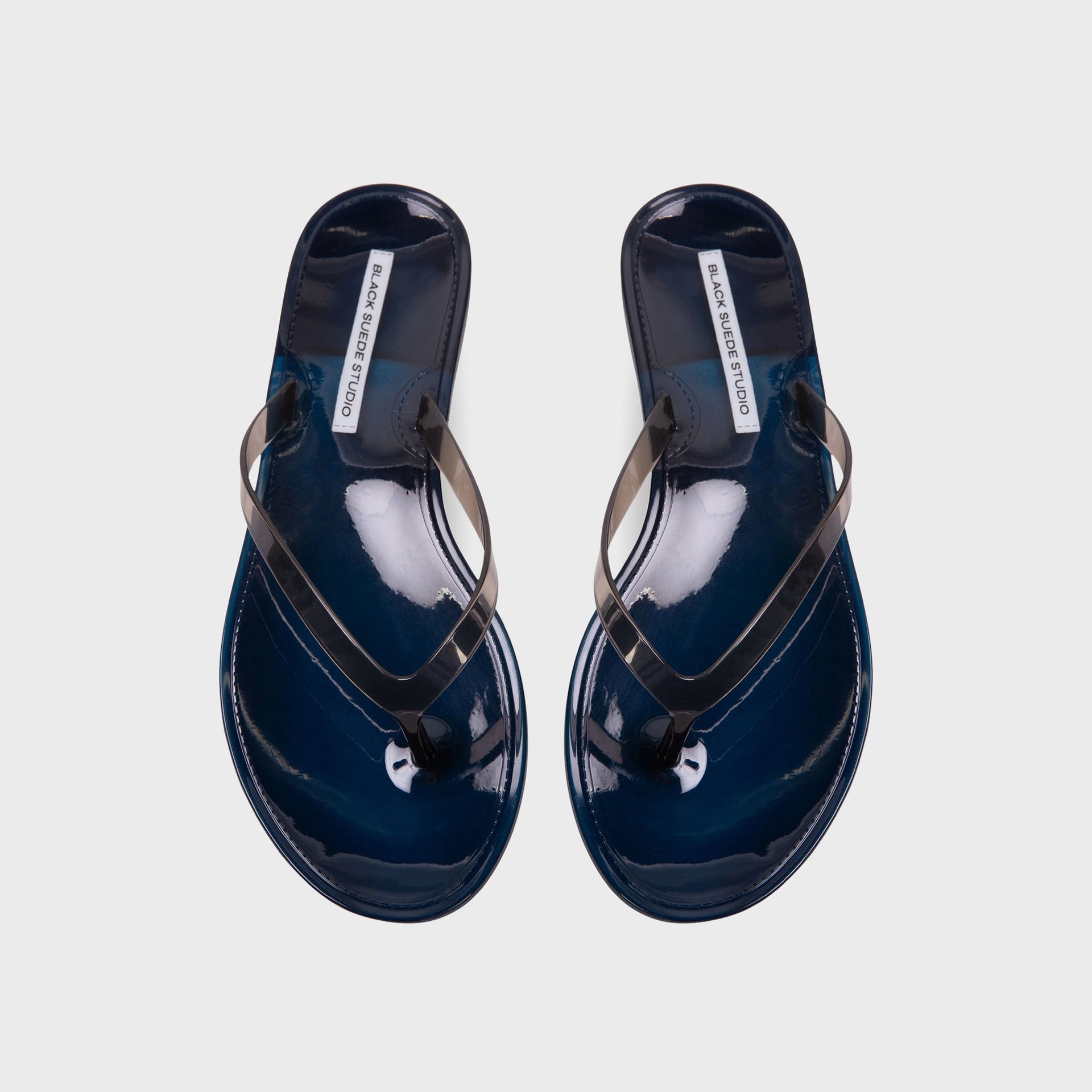 Black Suede Studio Crystal Sandal - Navy / Black PVC