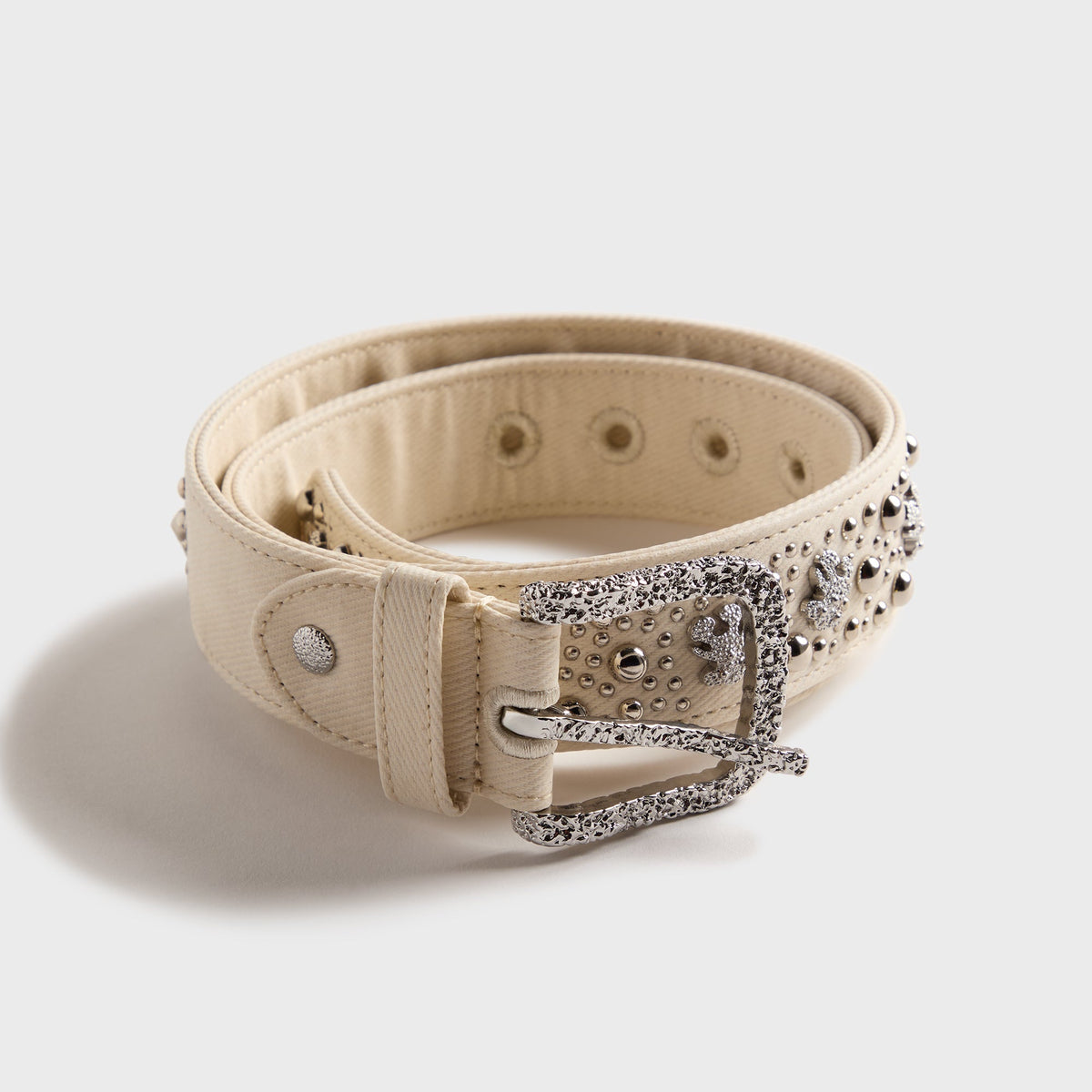 Veneda Carter Teddy Studded Belt in Off White