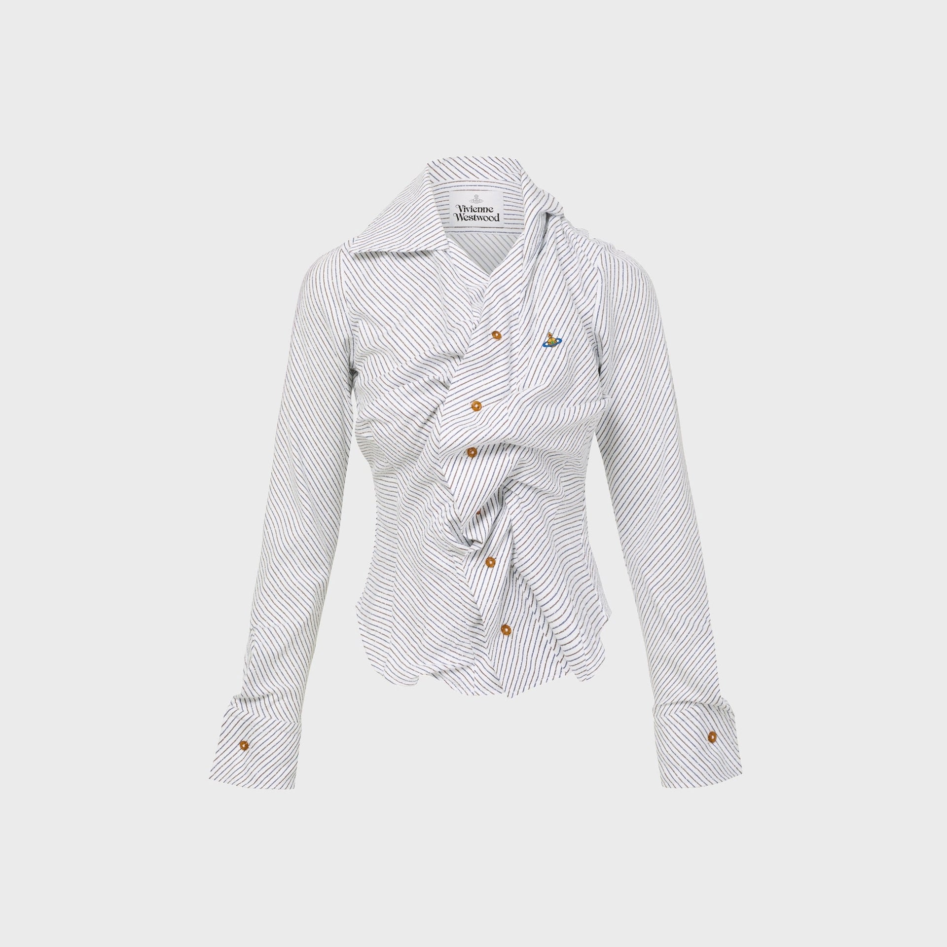 Vivienne Westwood Drunken Shirt - Blue / Brown Stripe