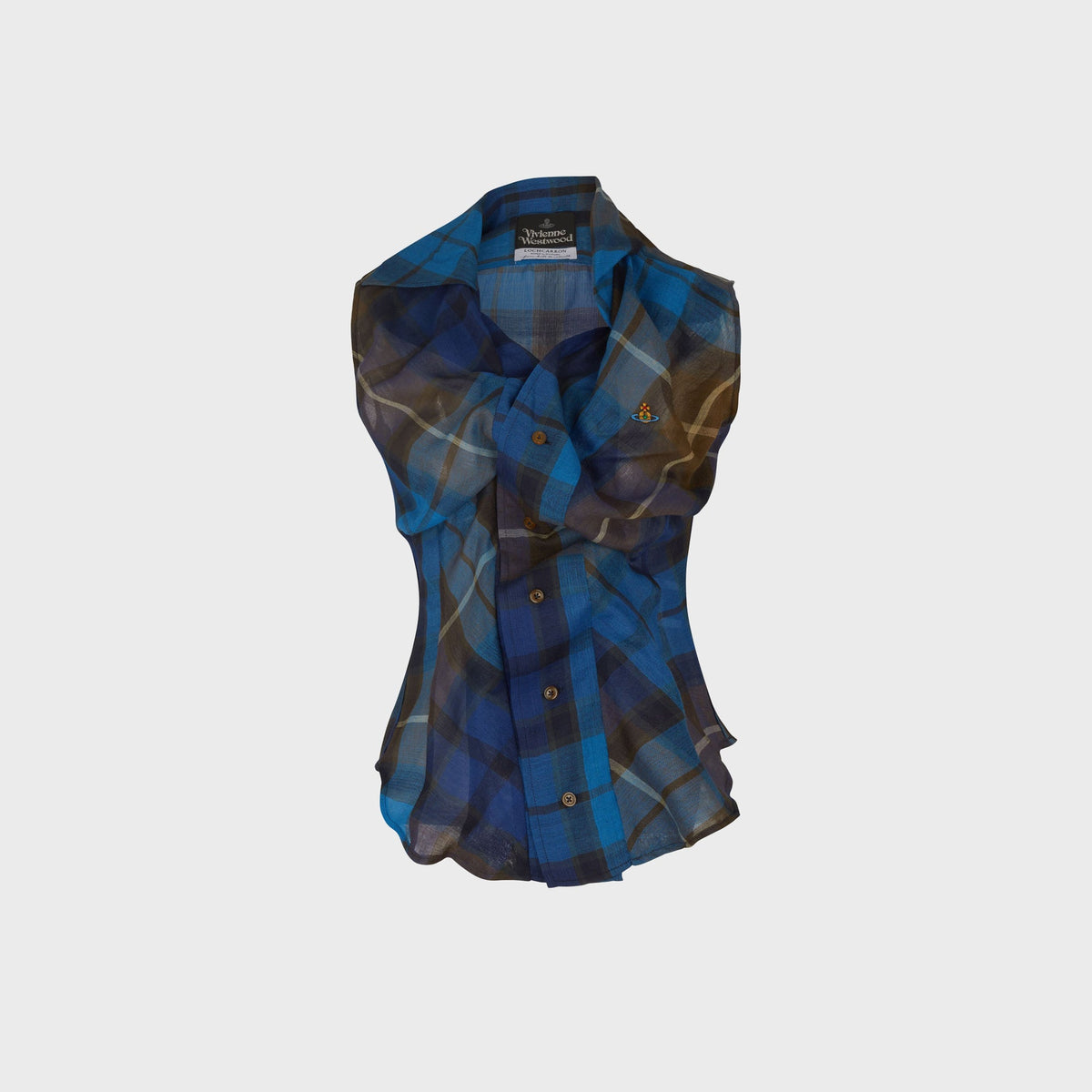 Vivienne Westwood Short Sleeve Drunken Shirt - Blue / Brown
