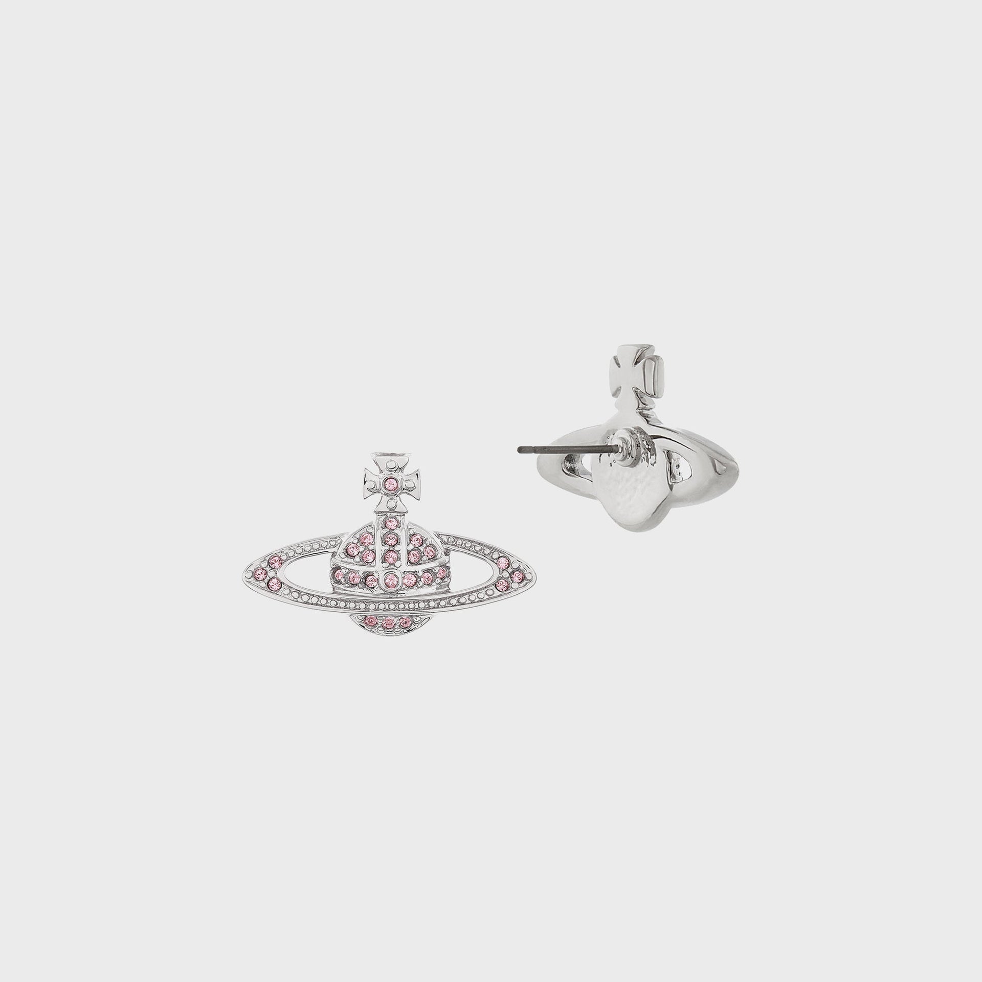 Vivienne Westwood Mini BAs Relief Chain Earrings in Vintage Rose Crystal