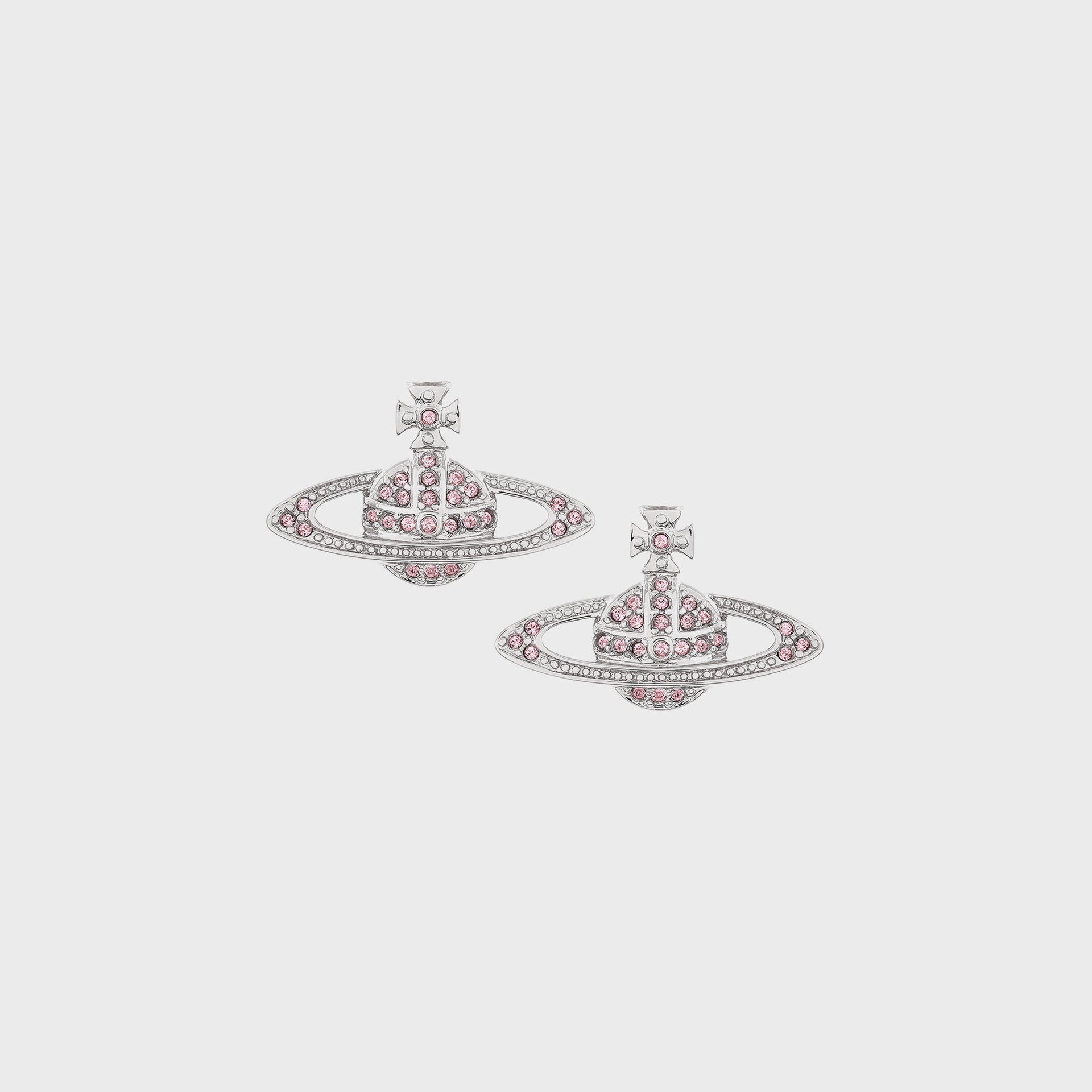 Vivienne Westwood Mini BAs Relief Chain Earrings in Vintage Rose Crystal