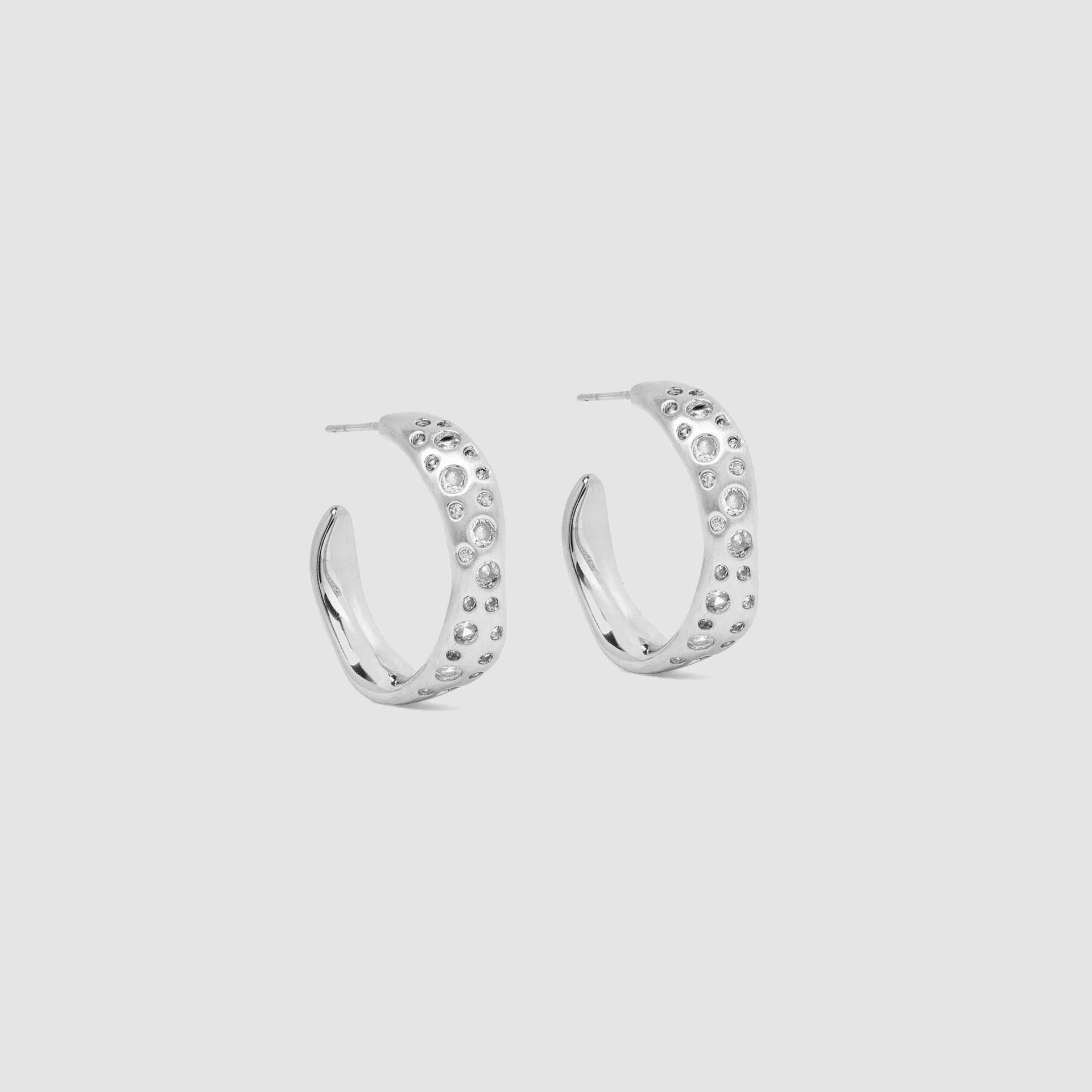 Black Suede Studio Wave Earring - Silver