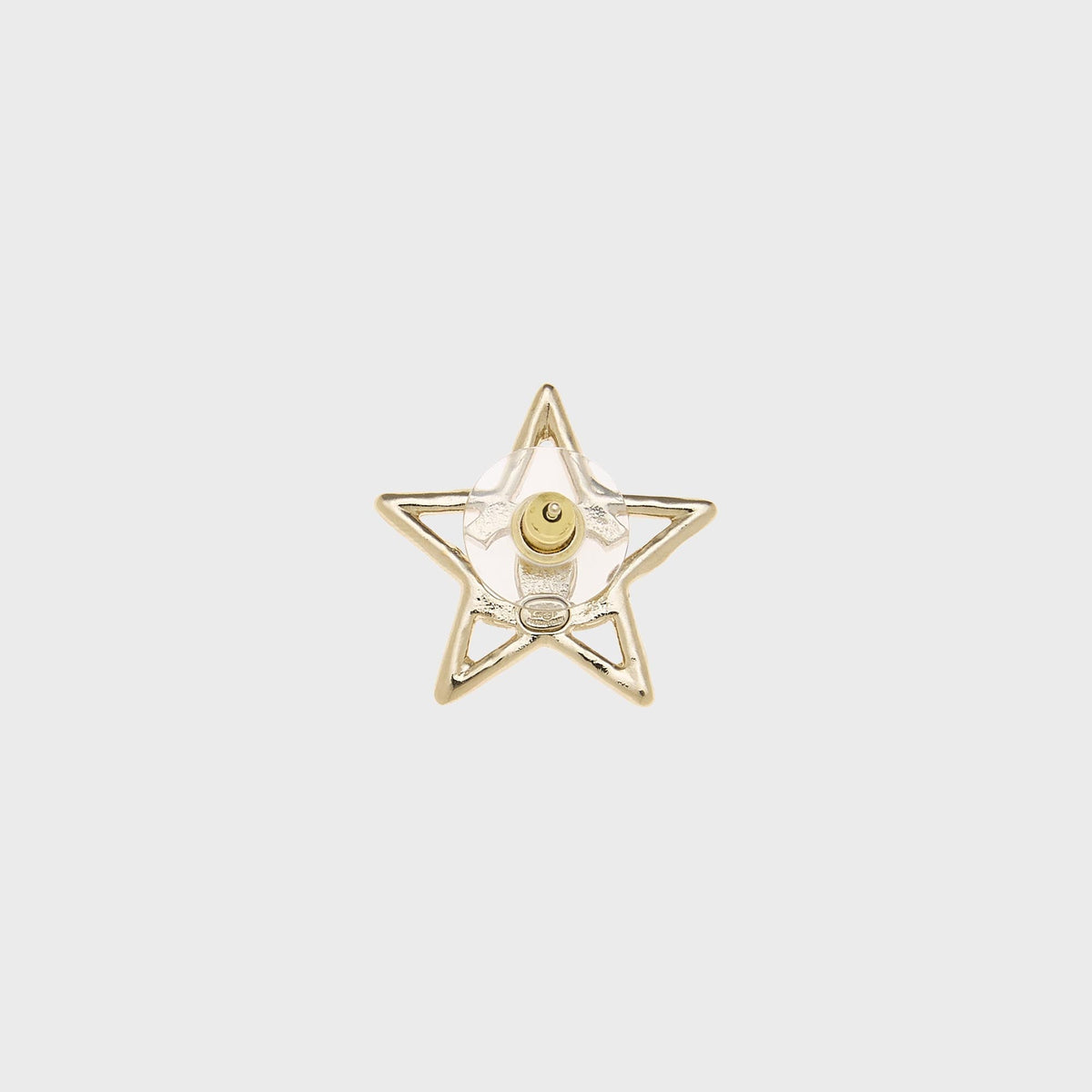 WGACA Chanel Crystal and Gold Metal Star CC Stud Earrings - White Gold