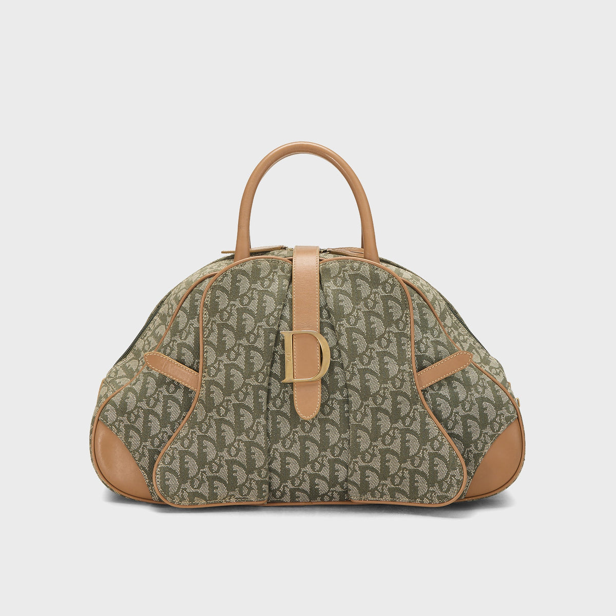 WGACA Christian Dior Double Saddle Bowler Bag - Green / Brown