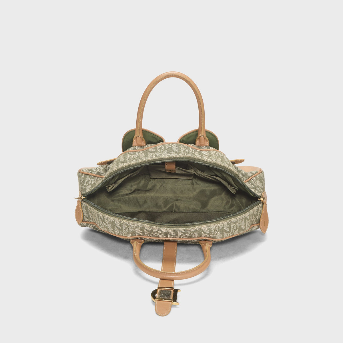 WGACA Christian Dior Double Saddle Bowler Bag - Green / Brown