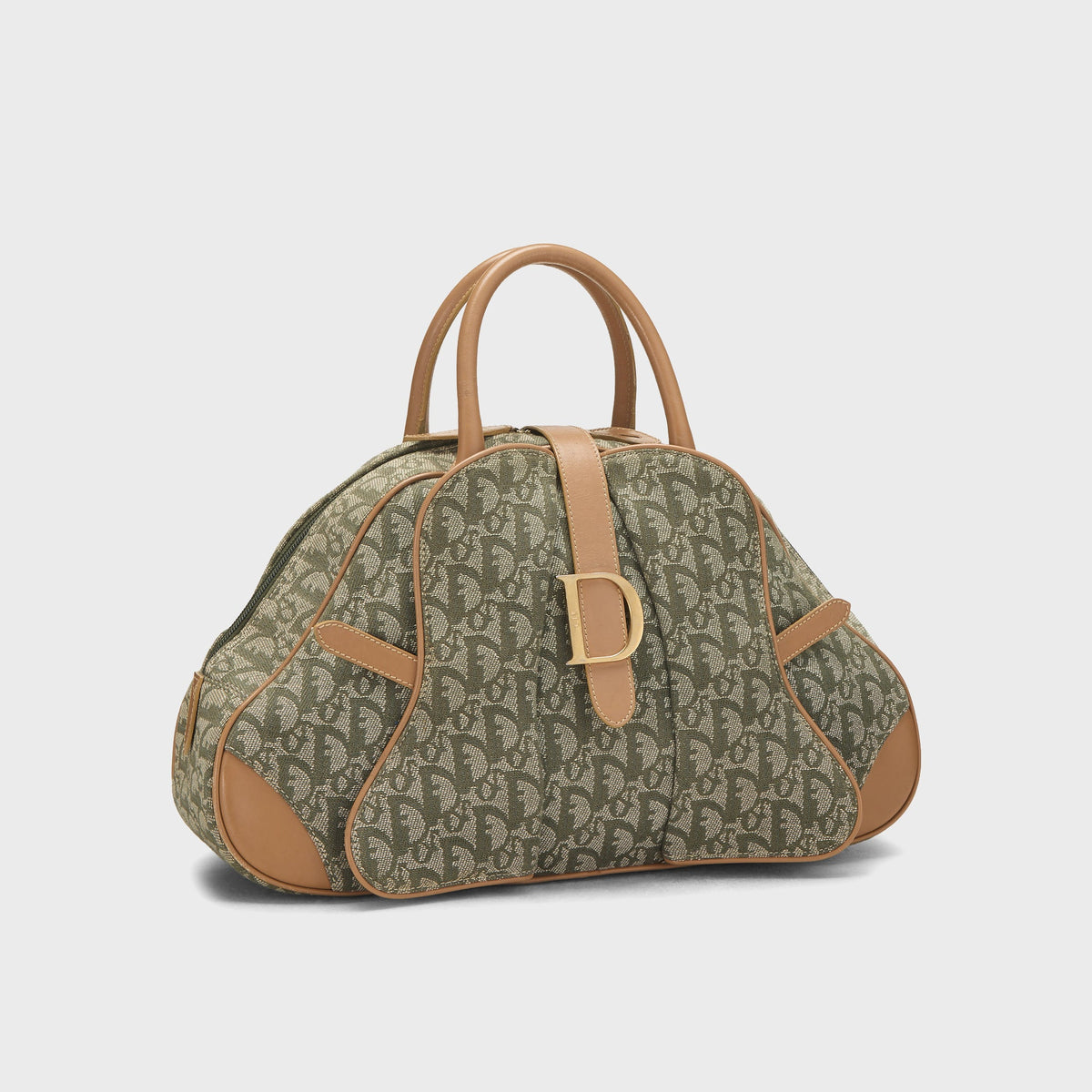 WGACA Christian Dior Double Saddle Bowler Bag - Green / Brown