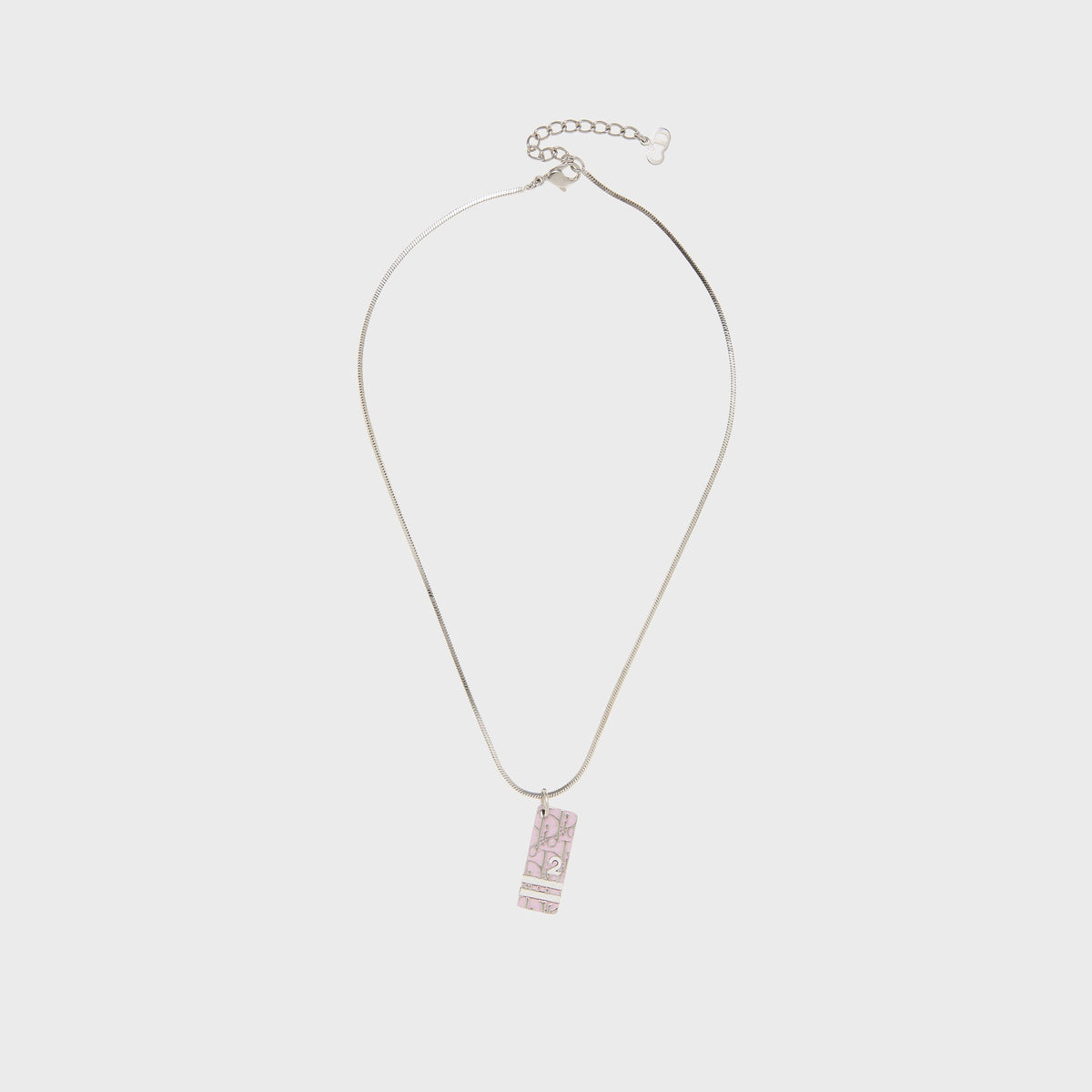 WGACA Christian Dior Oblique Trotter Pendant Necklace - Pink / Silver