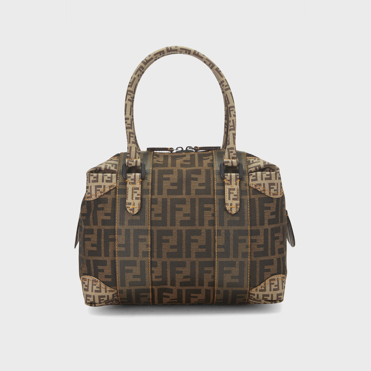 WGACA Fendi Tobacco Zucca Print Canvas Boston Bag - Brown