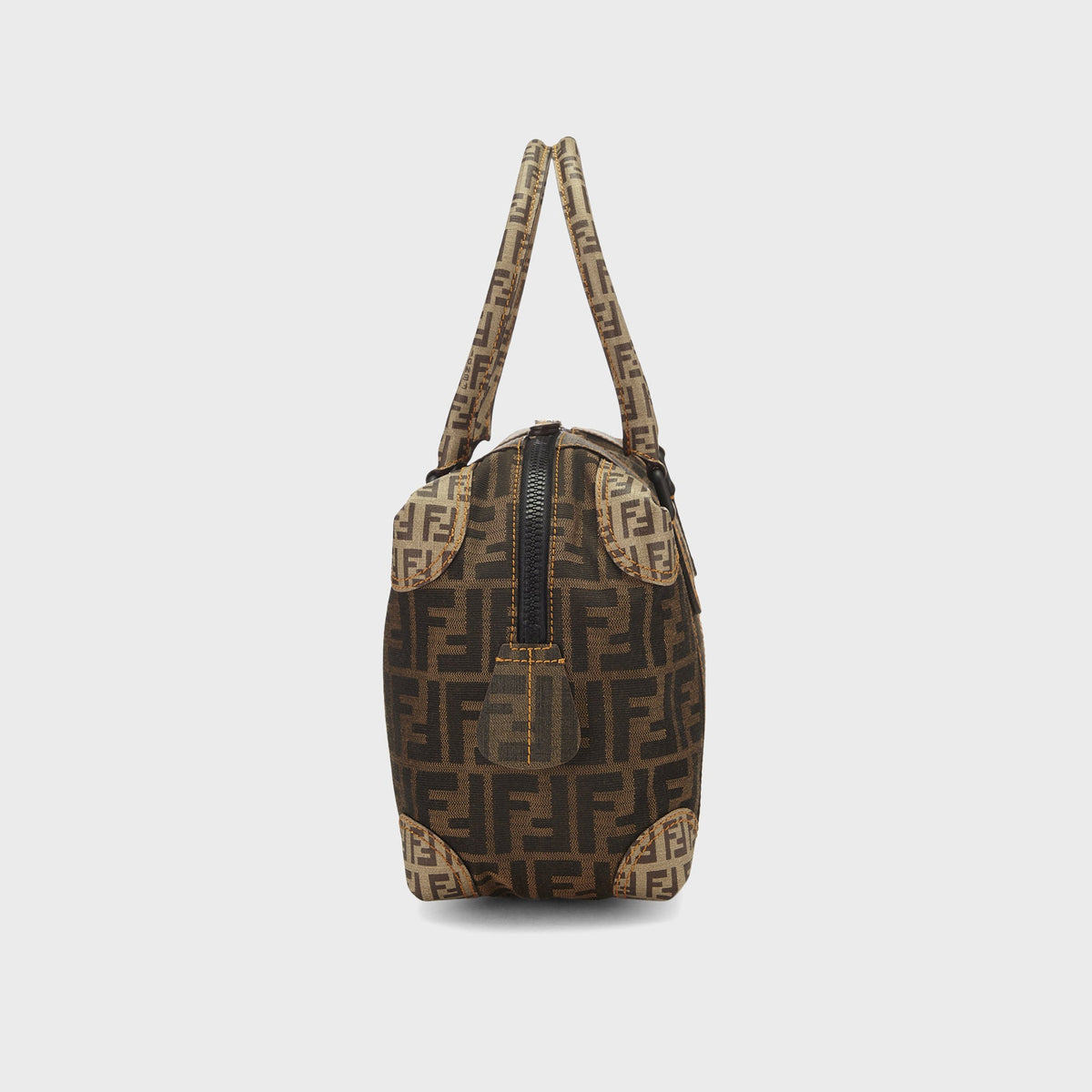 WGACA Fendi Tobacco Zucca Print Canvas Boston Bag - Brown