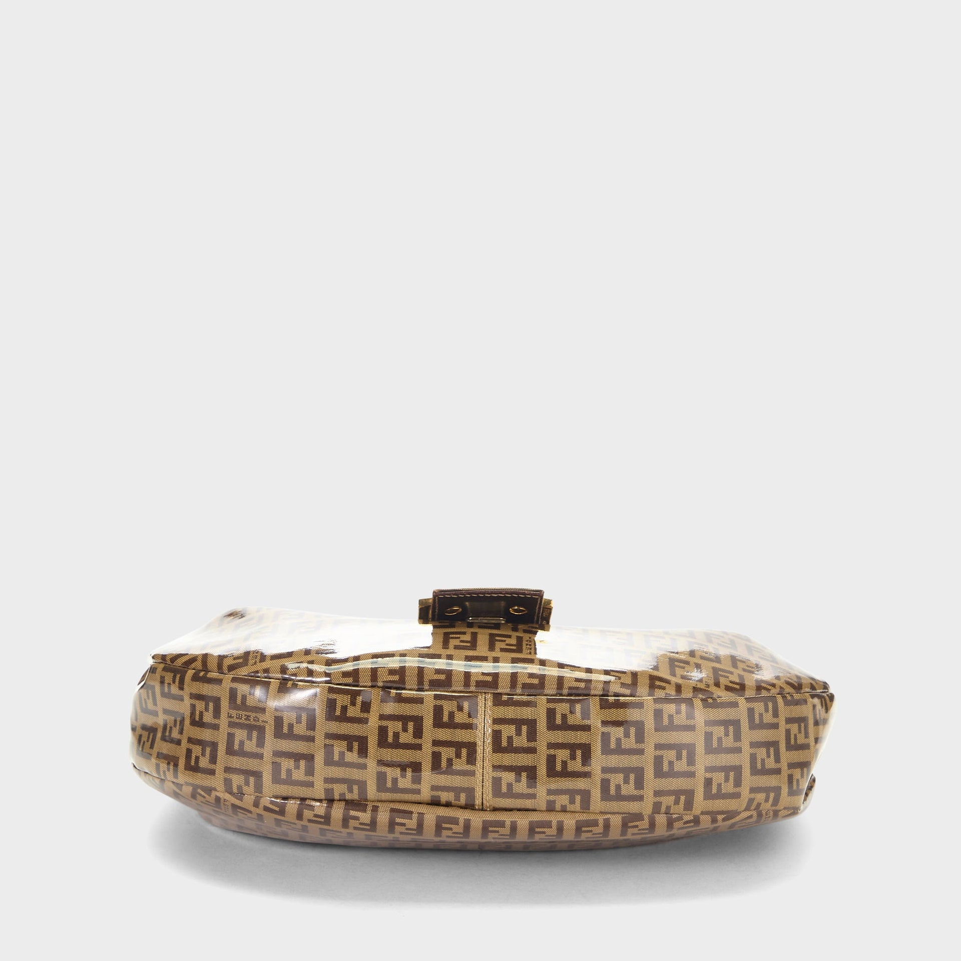 WGACA Fendi Brown Vinyl Crescent Moon Hobo Small Bag - Brown