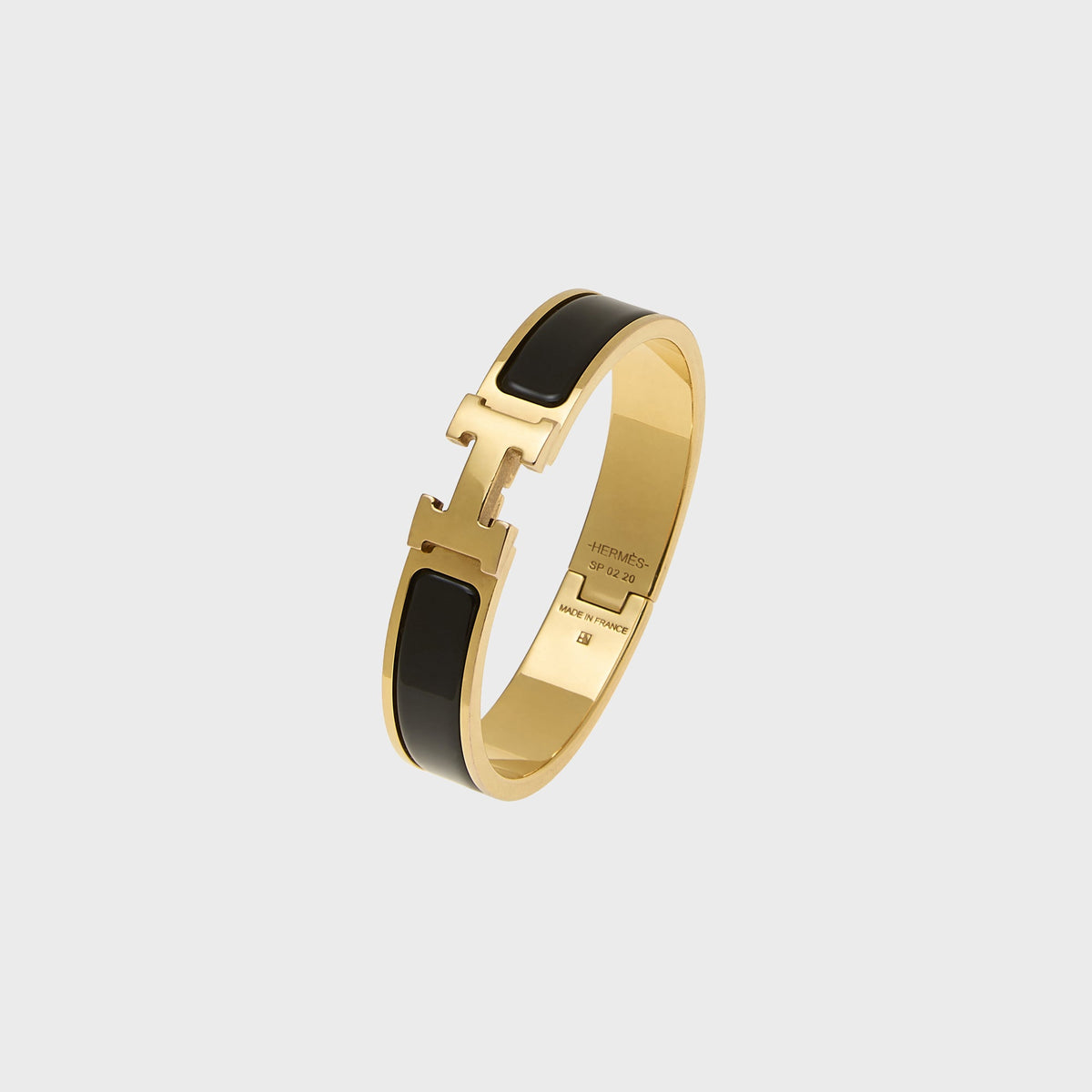 WGACA Hermes Clic Clac Narrow Bracelet -  Black / Gold