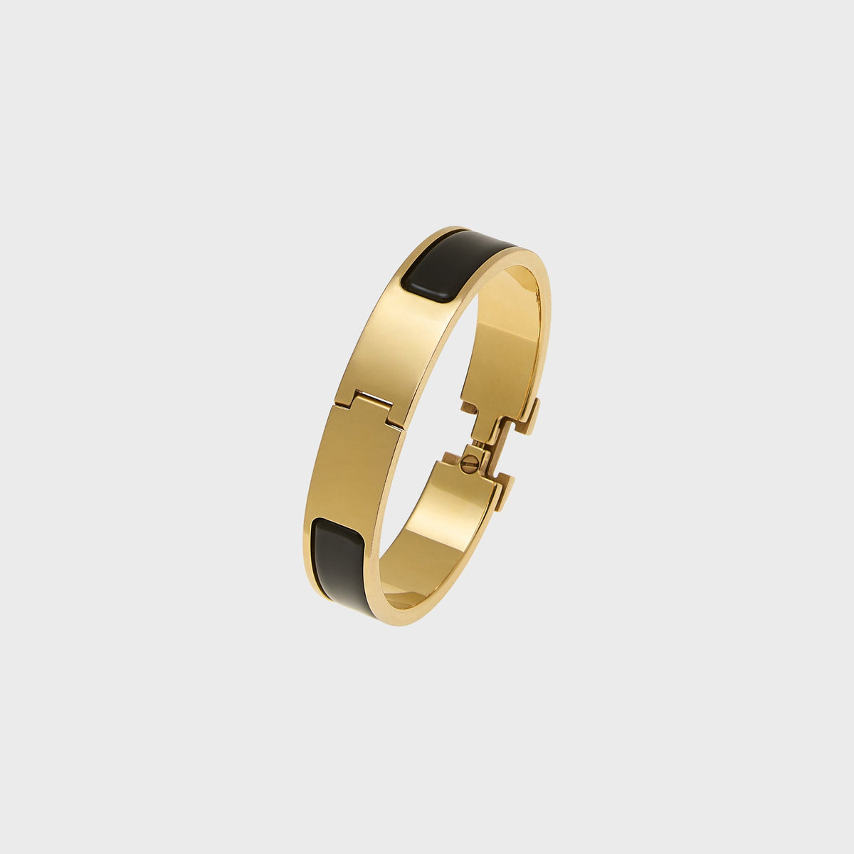 WGACA Hermes Clic Clac Narrow Bracelet -  Black / Gold