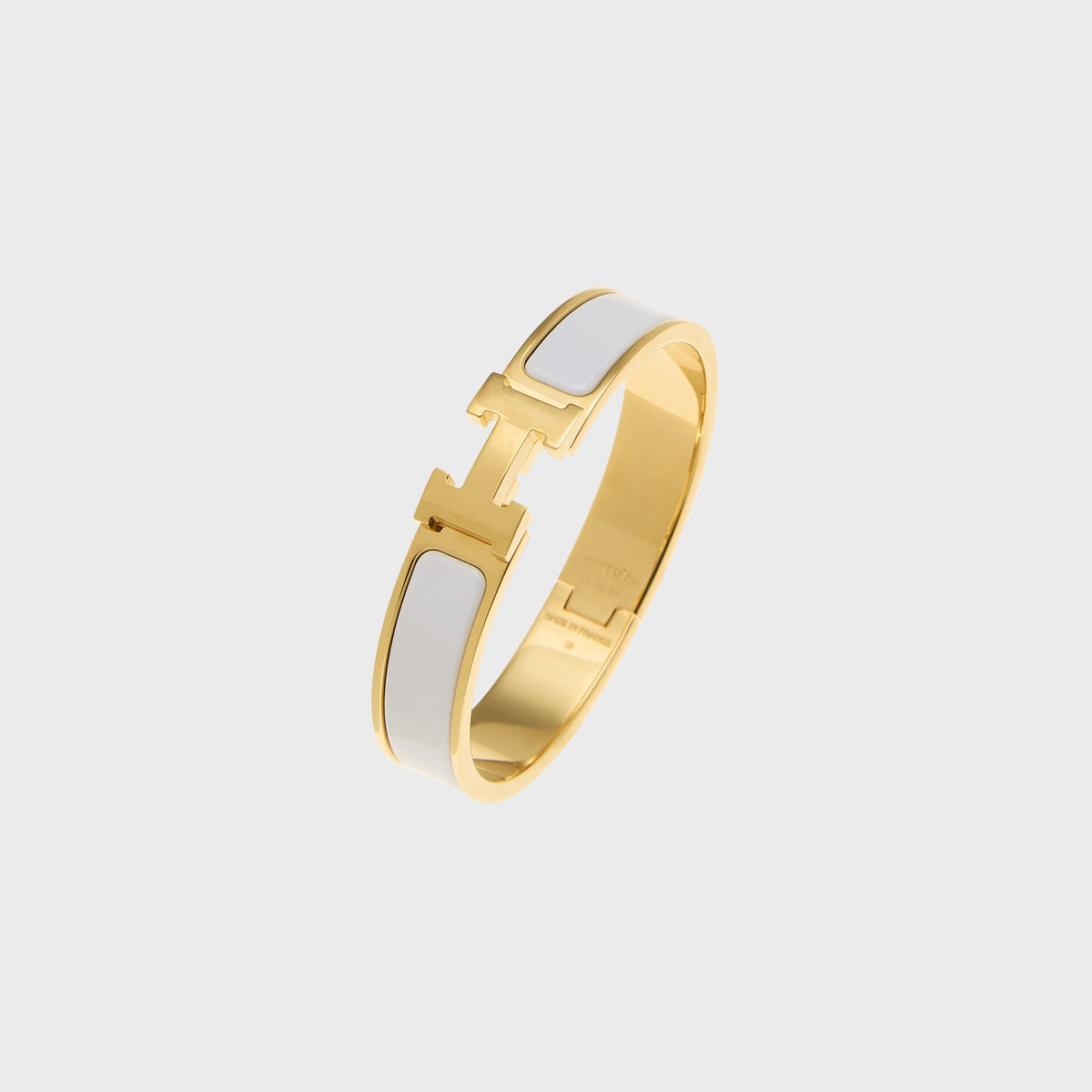 WGACA Hermes Clic Clac Narrow Bracelet - White / Gold