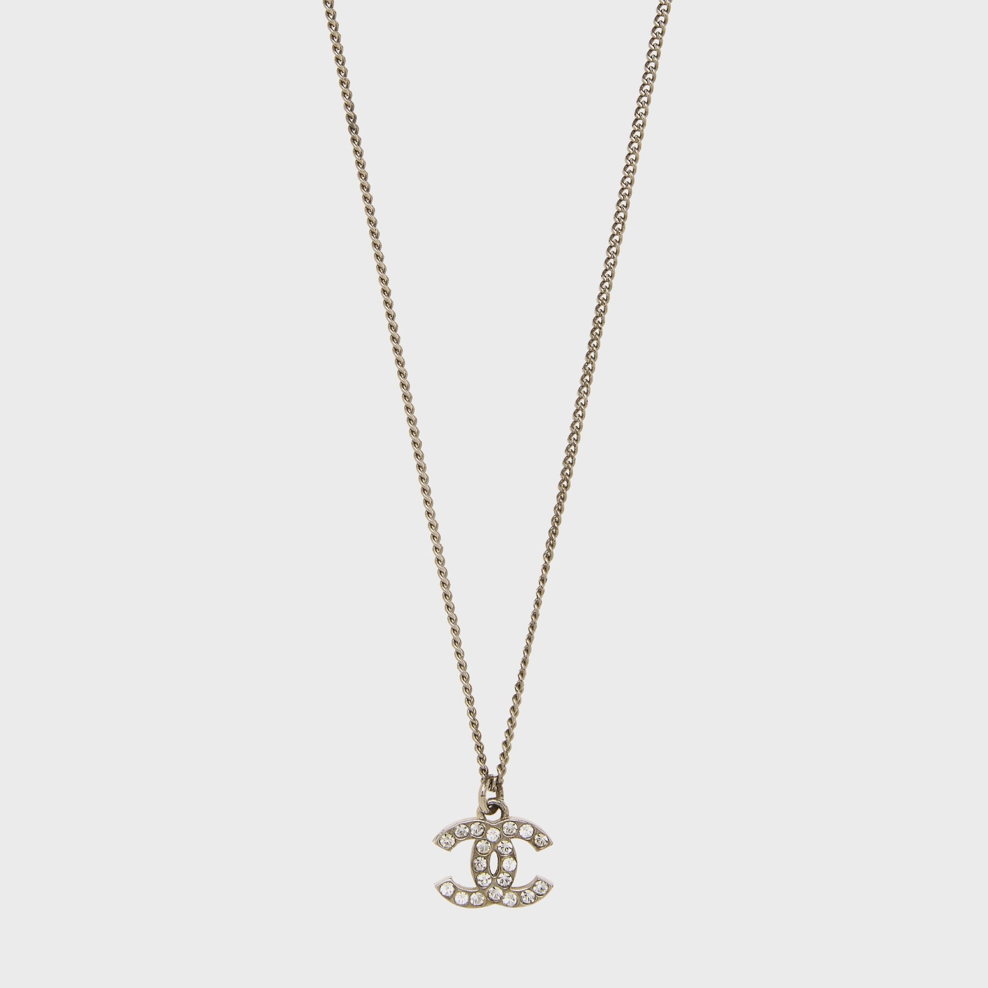 WGACA Chanel Crystal CC Necklace Small - Silver