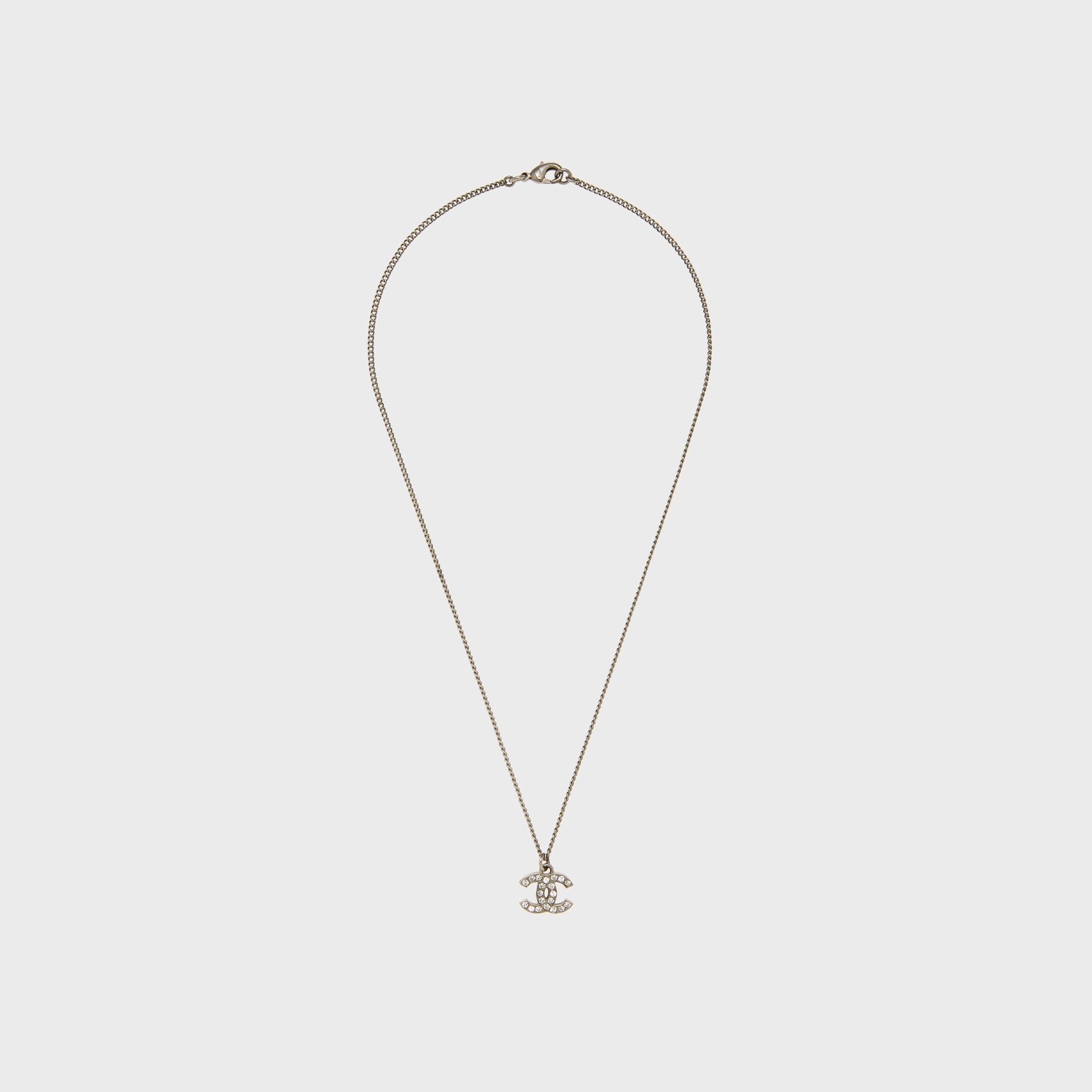 WGACA Chanel Crystal CC Necklace Small - Silver
