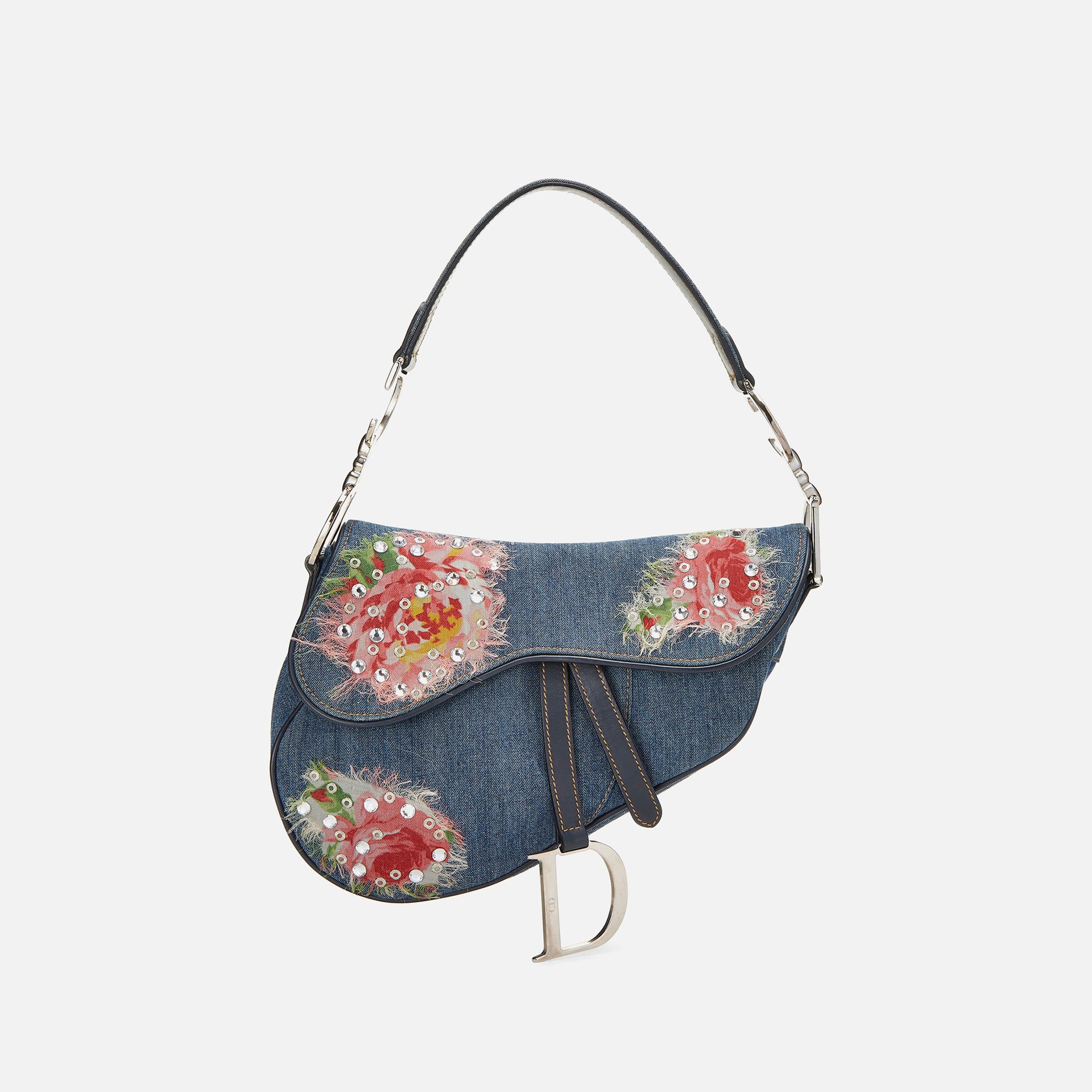 WGACA Christian Dior Embroidered Saddle Bag - Blue