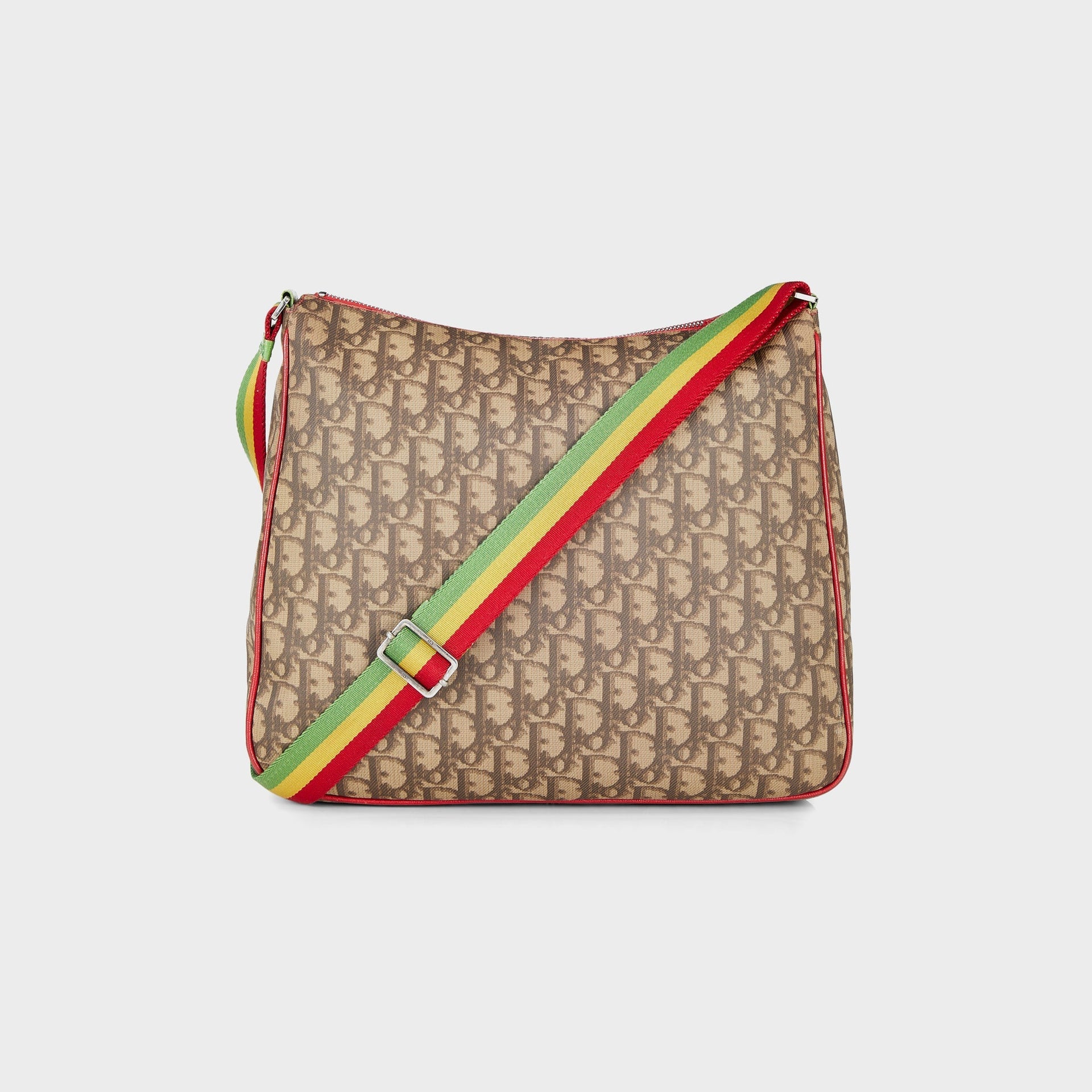 WGACA Dior Rasta Trotter Canvas Messenger Bag - Green / Red / Yellow