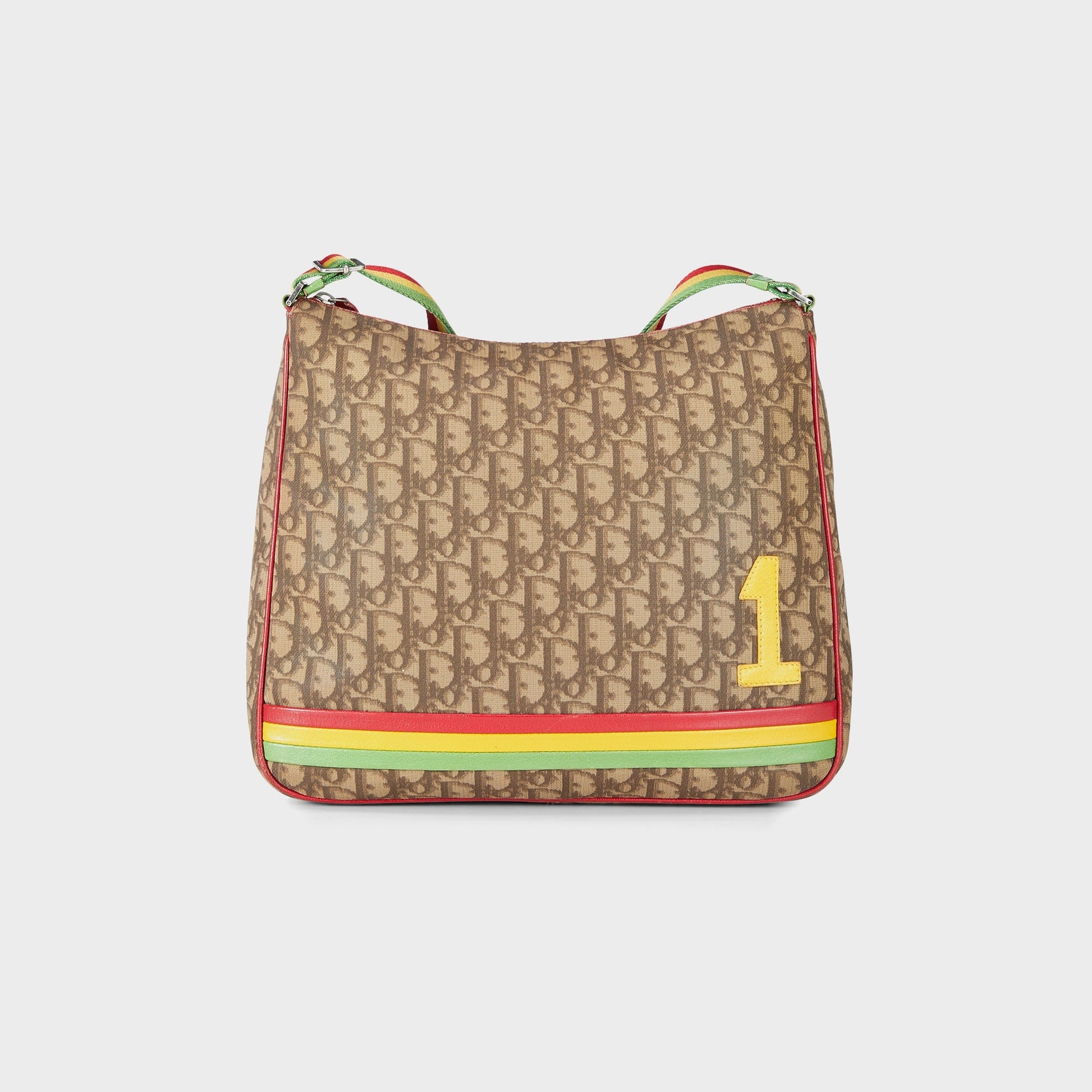 WGACA Dior Rasta Trotter Canvas Messenger Bag - Green / Red / Yellow